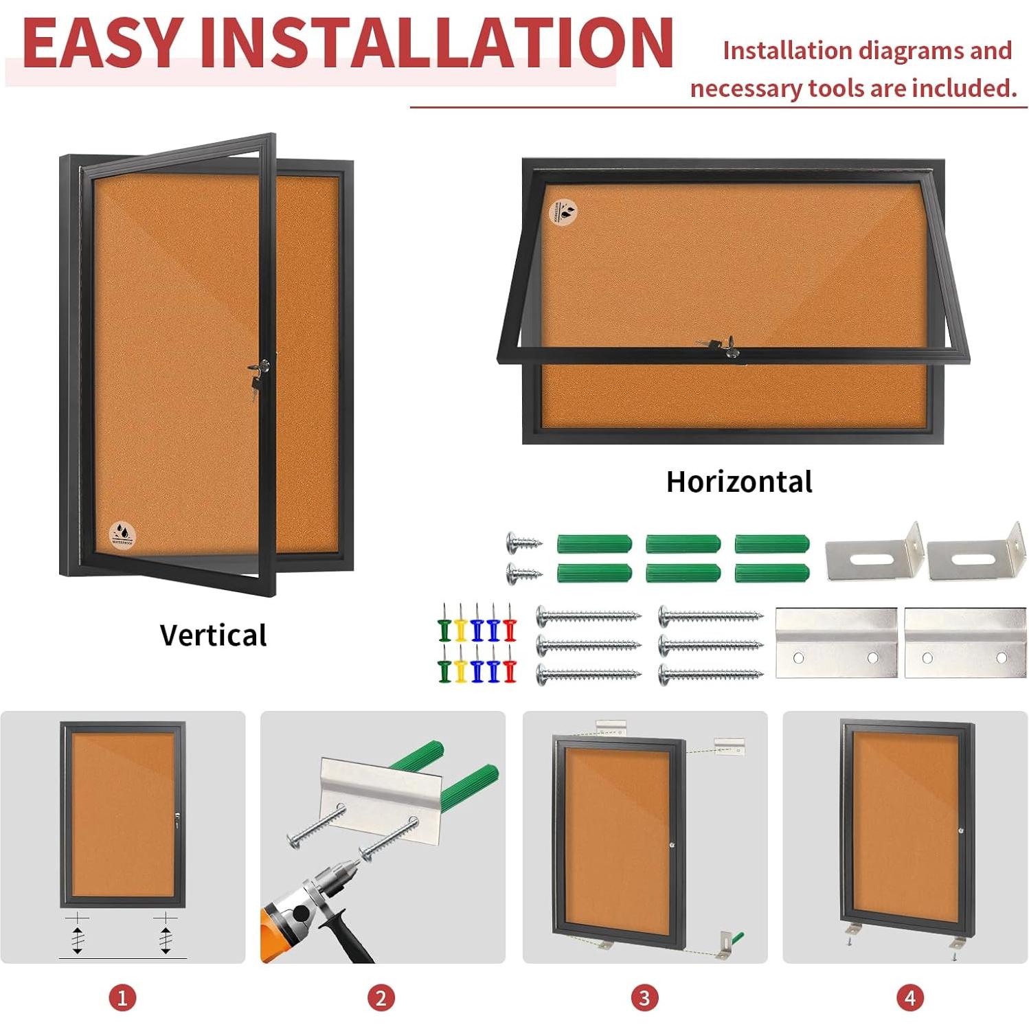 Tablero de Anuncios Cerrado Maxrieny 91.44x60.96 cm Corcho