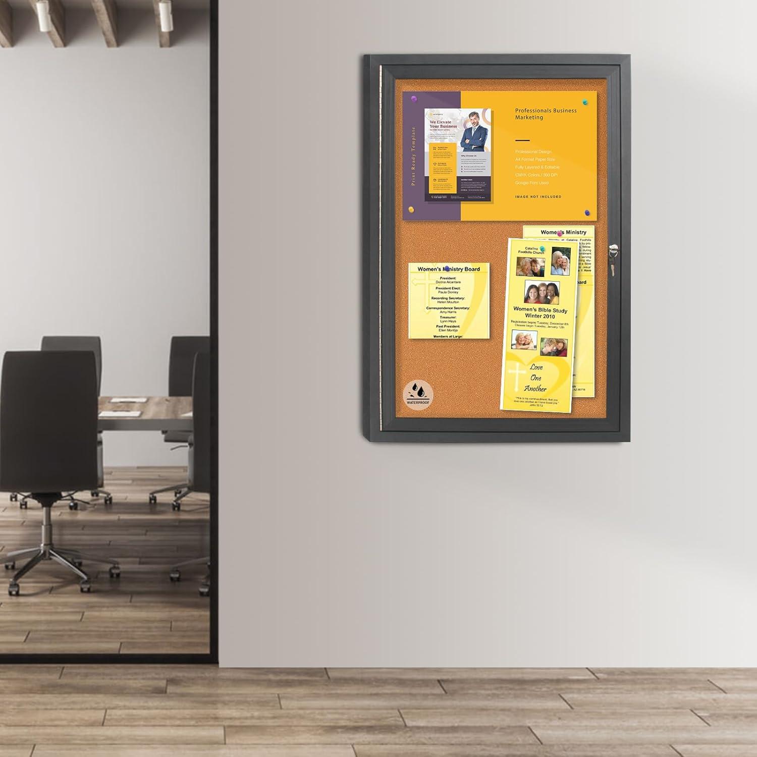 Tablero de Anuncios Cerrado Maxrieny 91.44x60.96 cm Corcho