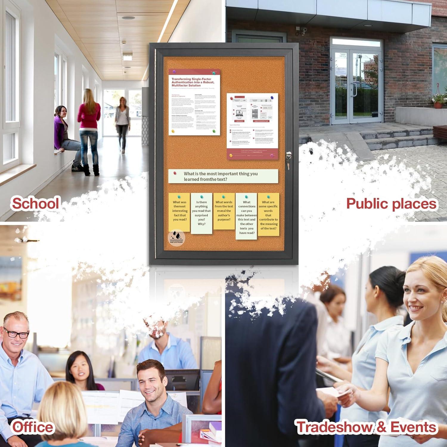 Tablero de Anuncios Cerrado Maxrieny 91.44x60.96 cm Corcho