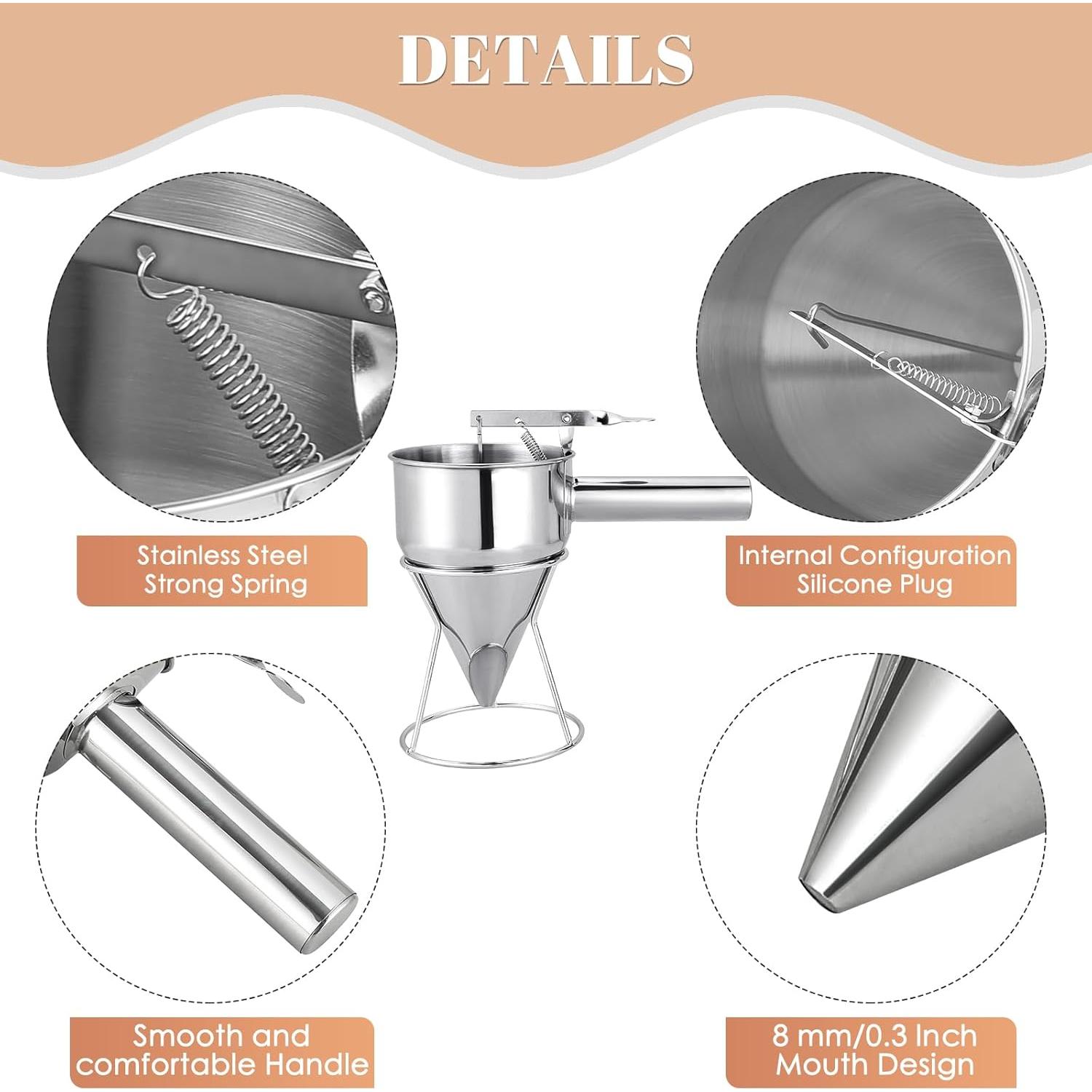 Dispensador de Masa para Panqueques MAOPINER 600ml Acero Inoxidable