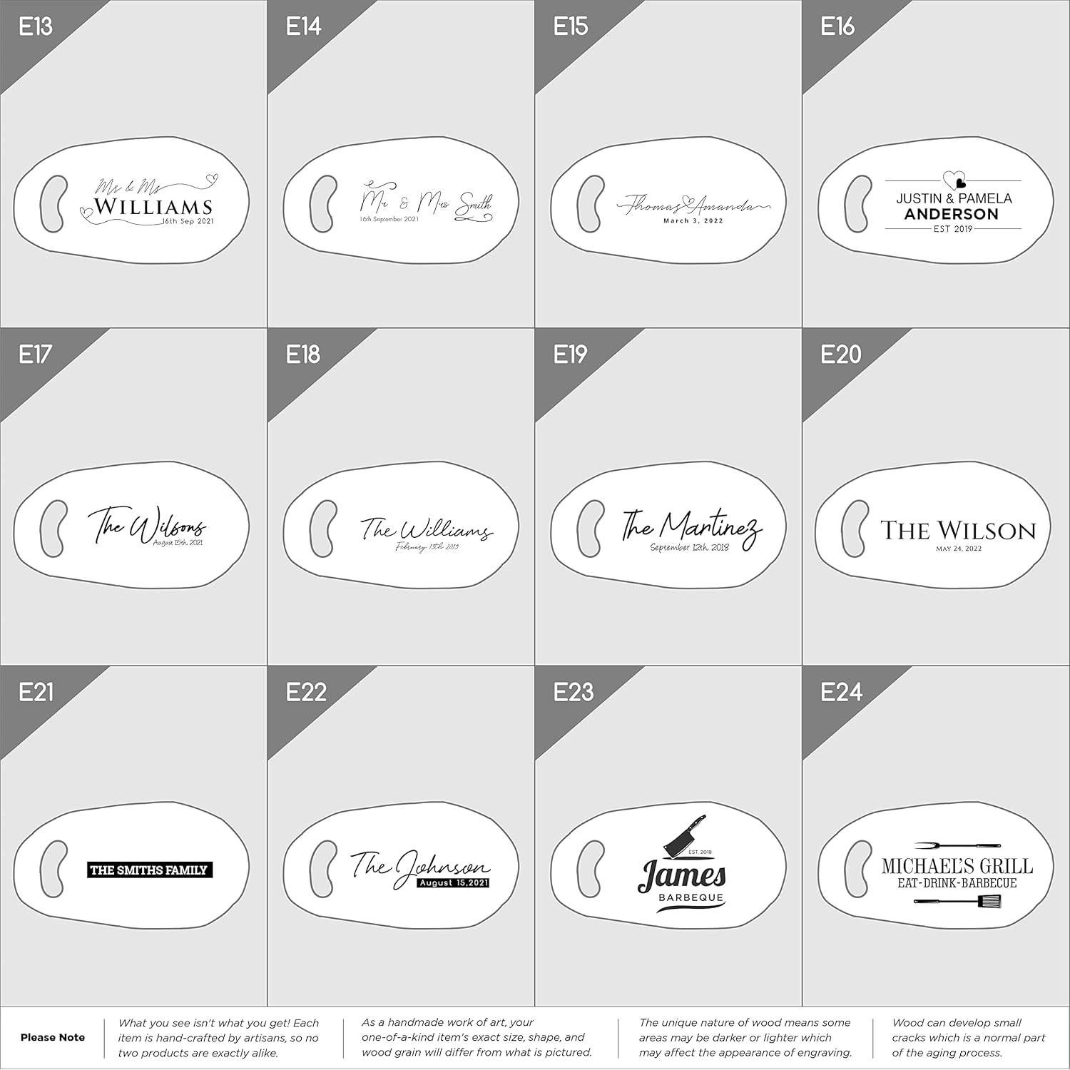 Tabla de Cortar Personalizada de Madera de Olivo 40.6x16.5 cm