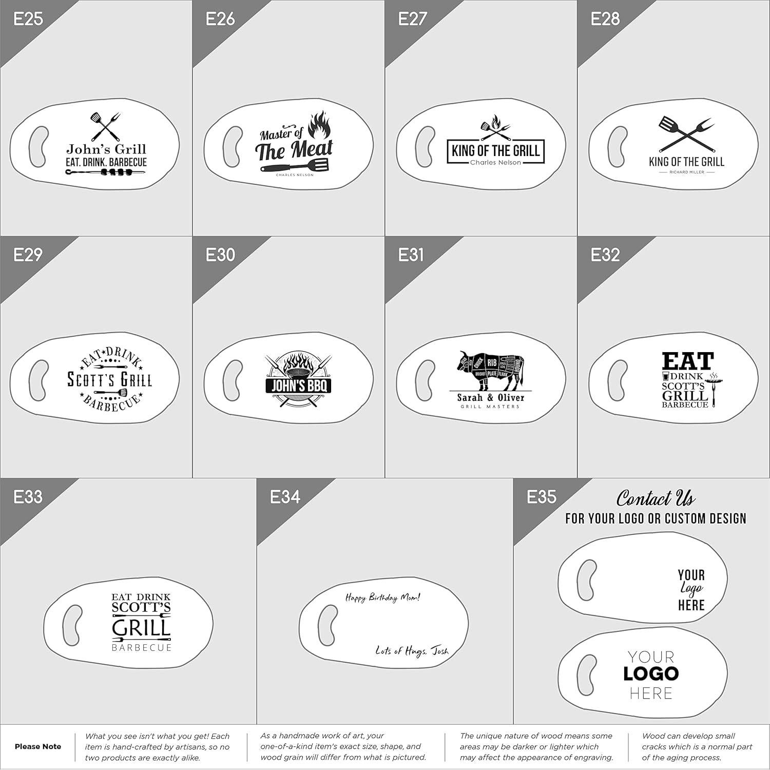 Tabla de Cortar Personalizada de Madera de Olivo 40.6x16.5 cm