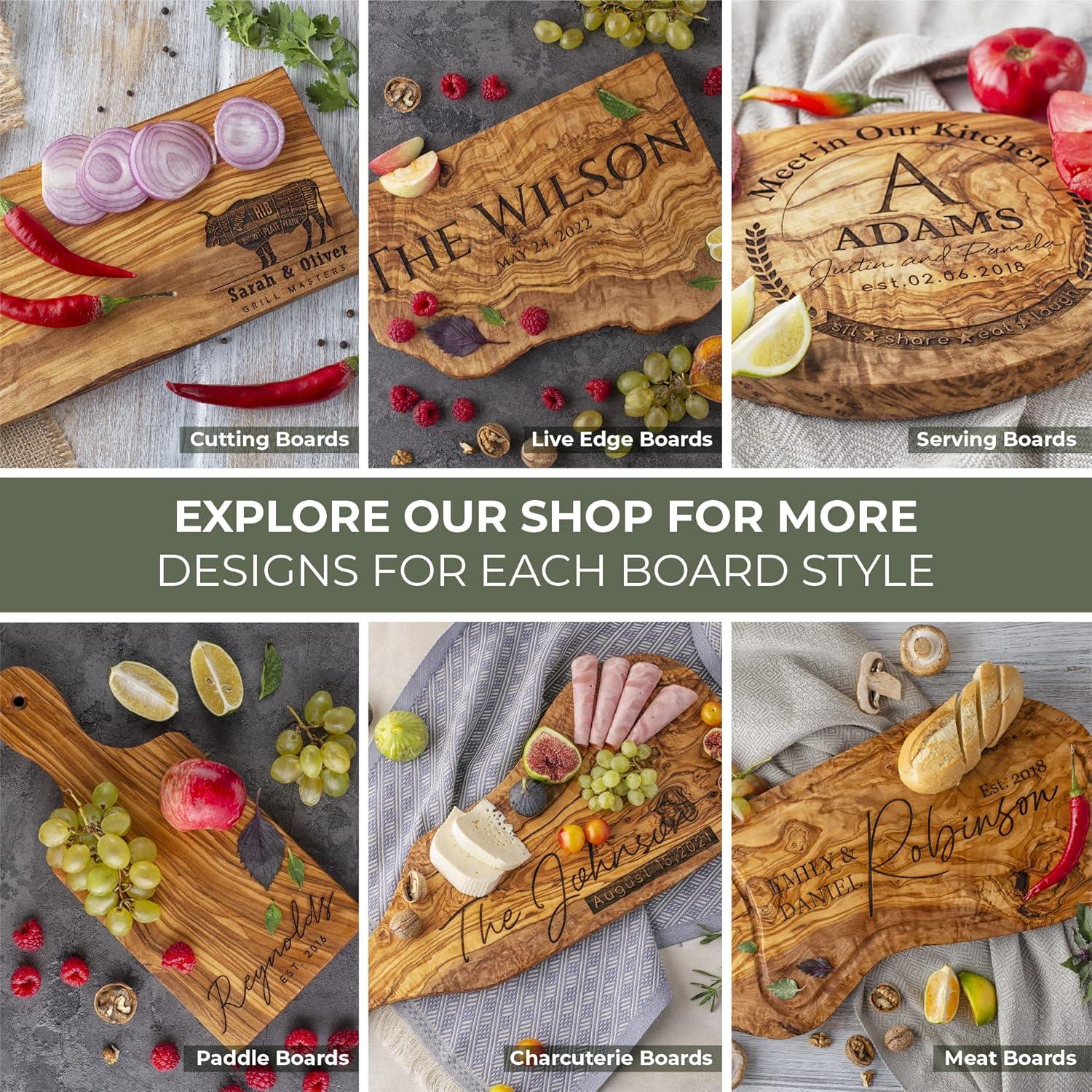 Tabla de Cortar Personalizada de Madera de Olivo 40.6x16.5 cm