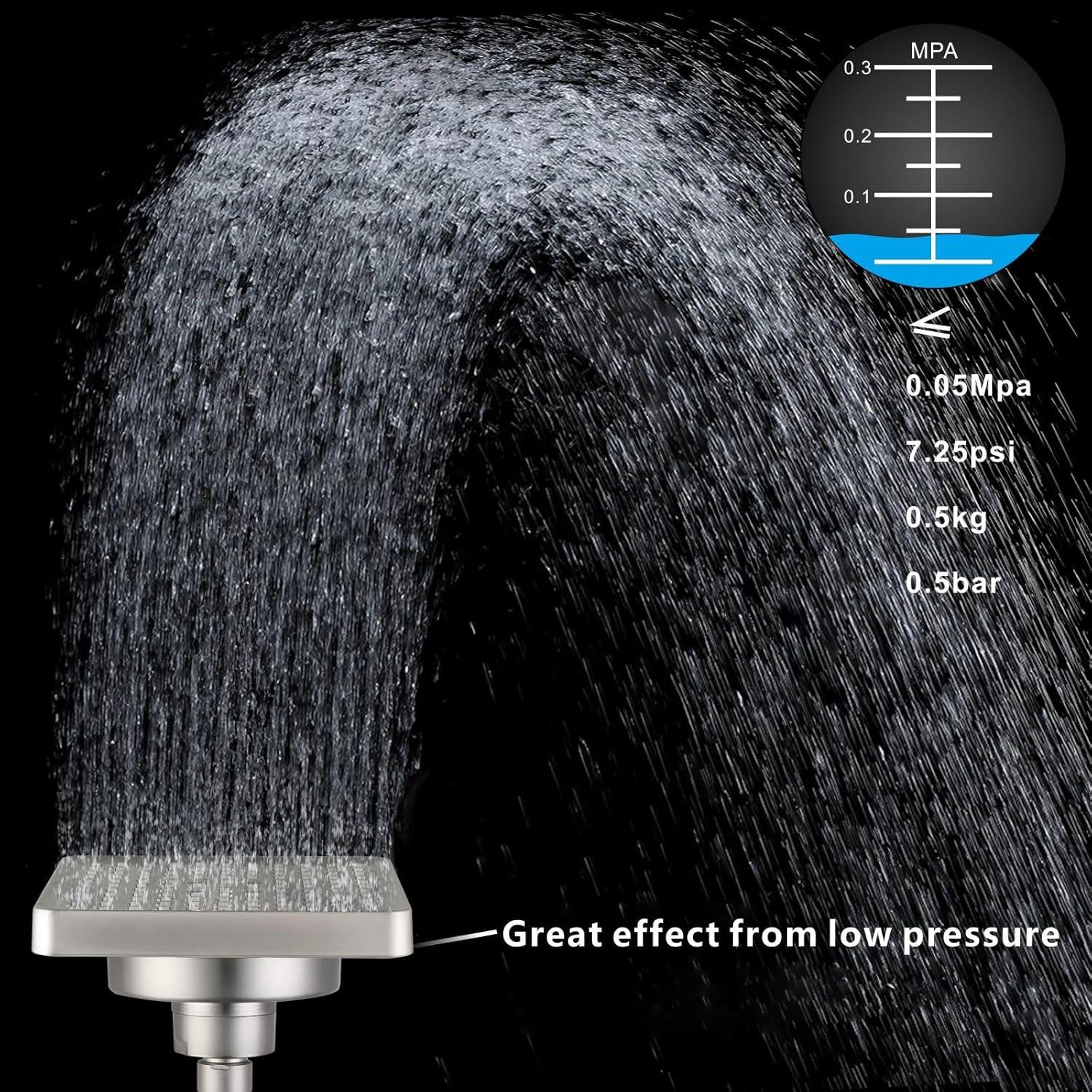 Cabezal de Ducha Cuadrado Nuodan 6" (15.24 cm) Alta Presión Filtro