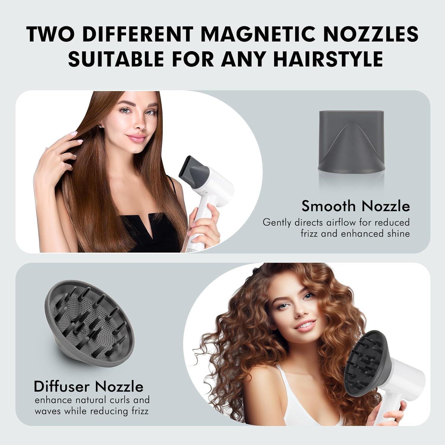 Secador de Pelo Iónico Homdigrk JV01 112,000 RPM 1.13kg Blanco