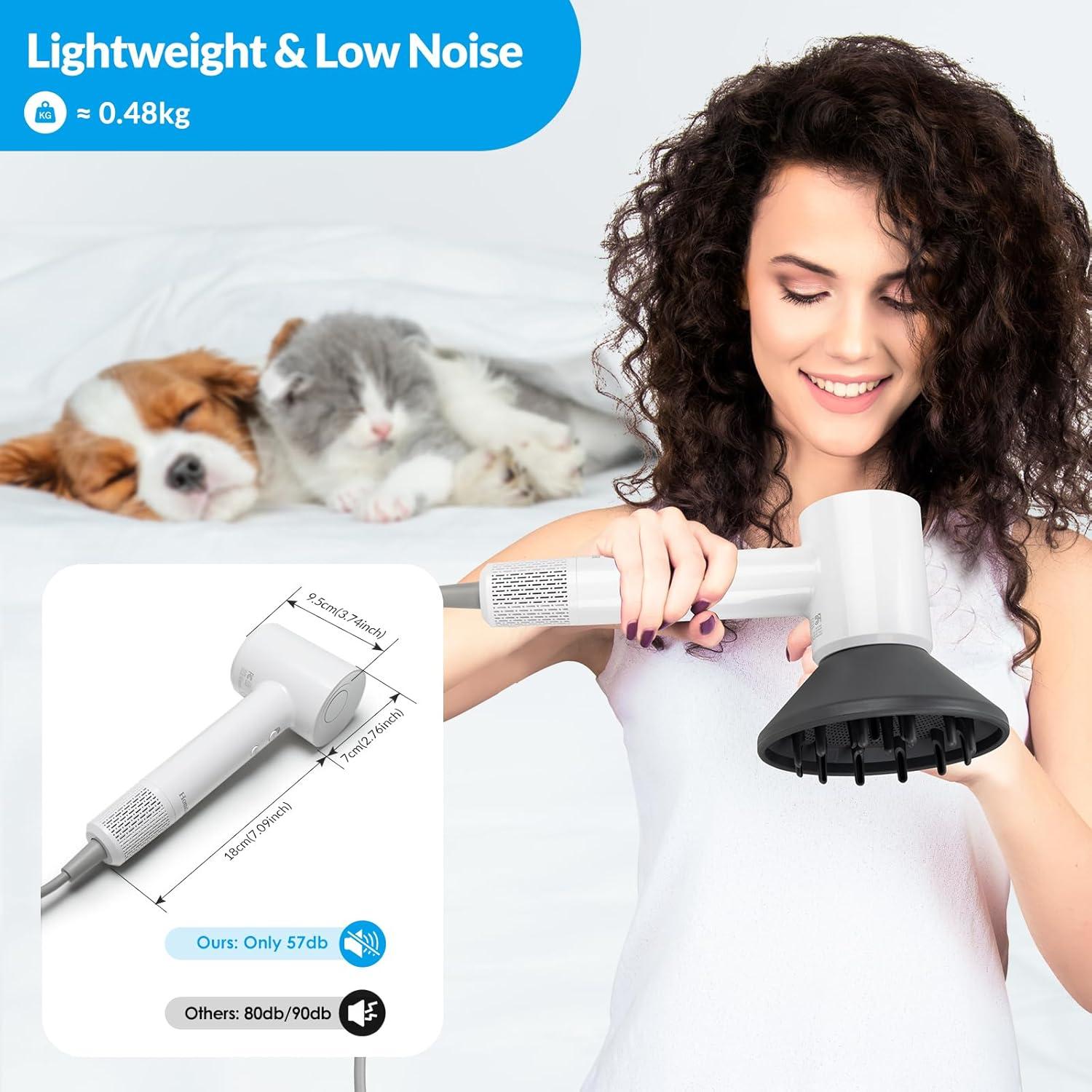 Secador de Pelo Iónico Homdigrk JV01 112,000 RPM 1.13kg Blanco