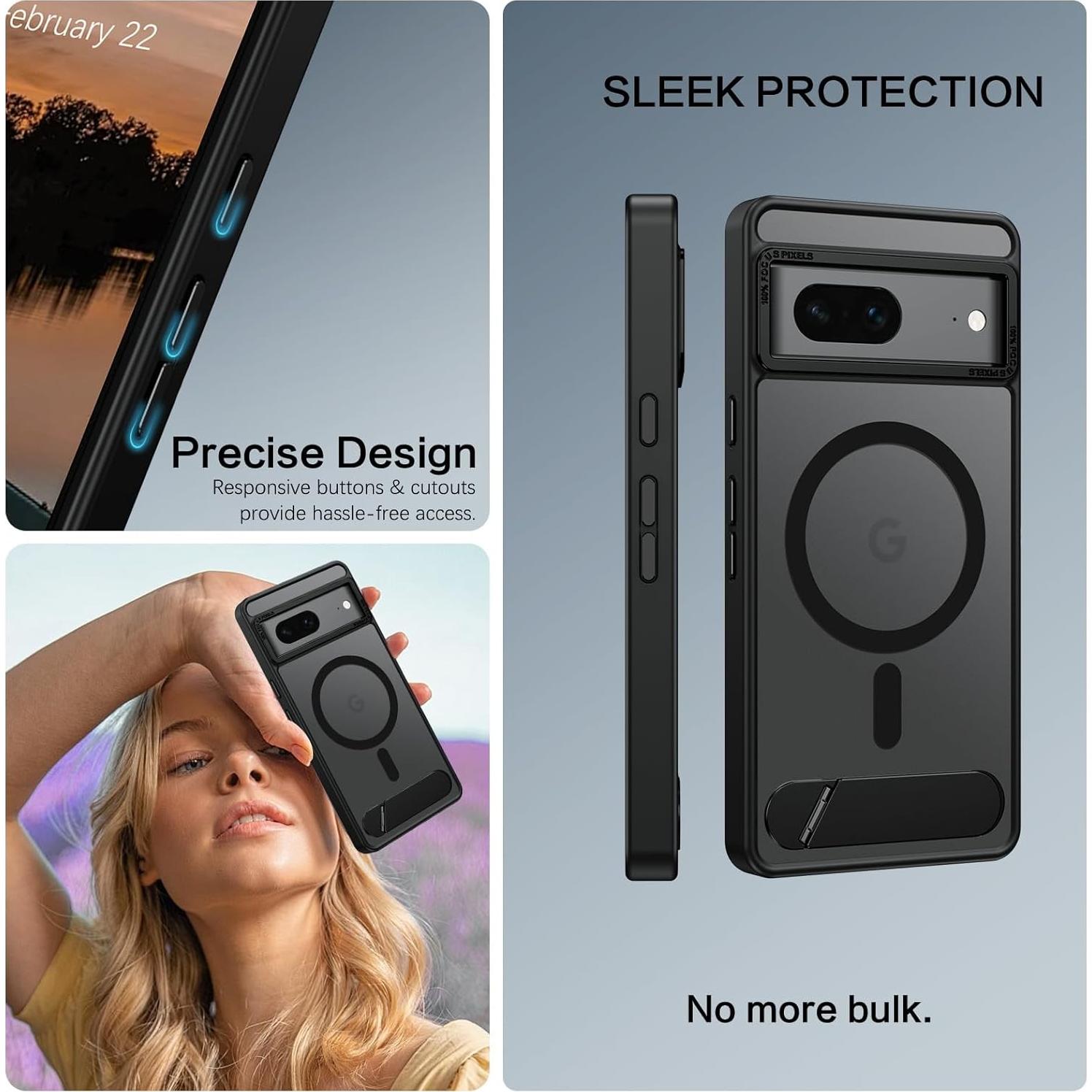 Funda GUAGUA para Google Pixel 7 con Soporte Invisible Negro