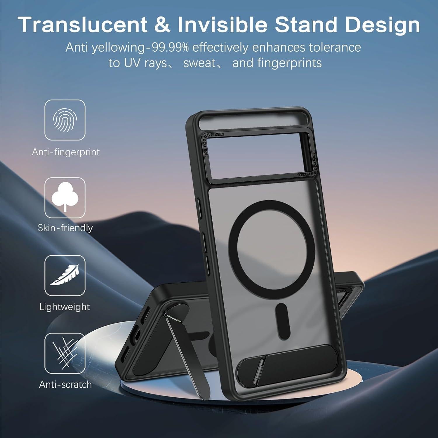 Funda GUAGUA para Google Pixel 7 con Soporte Invisible Negro