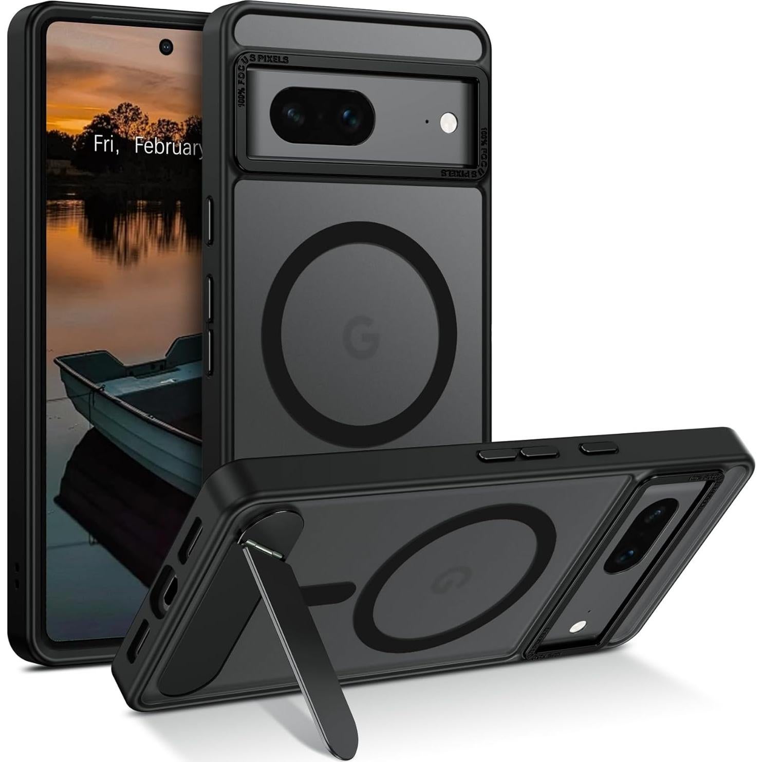 Funda GUAGUA para Google Pixel 7 con Soporte Invisible Negro