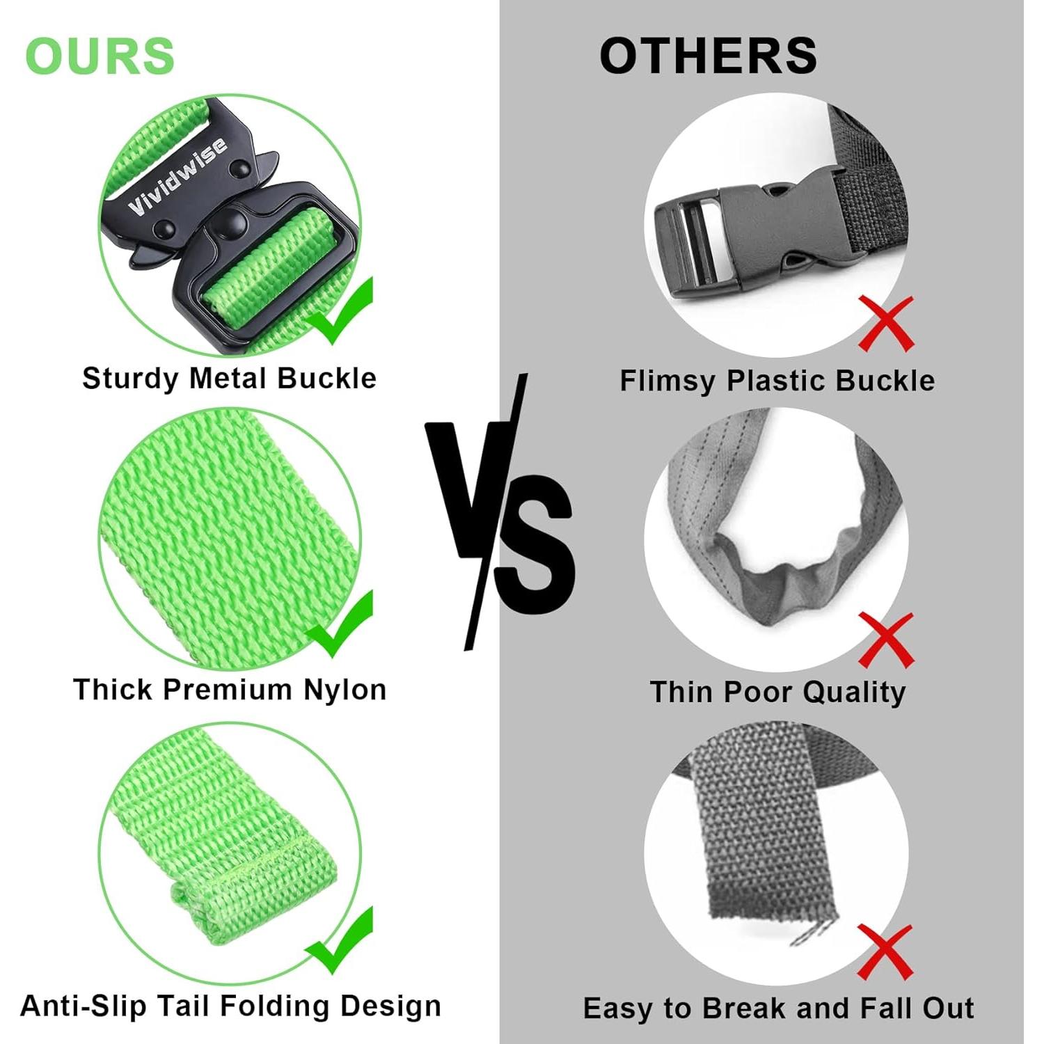 Correas Utilitarias Vividwise Ajustables Nylon 2 Pzas Verde