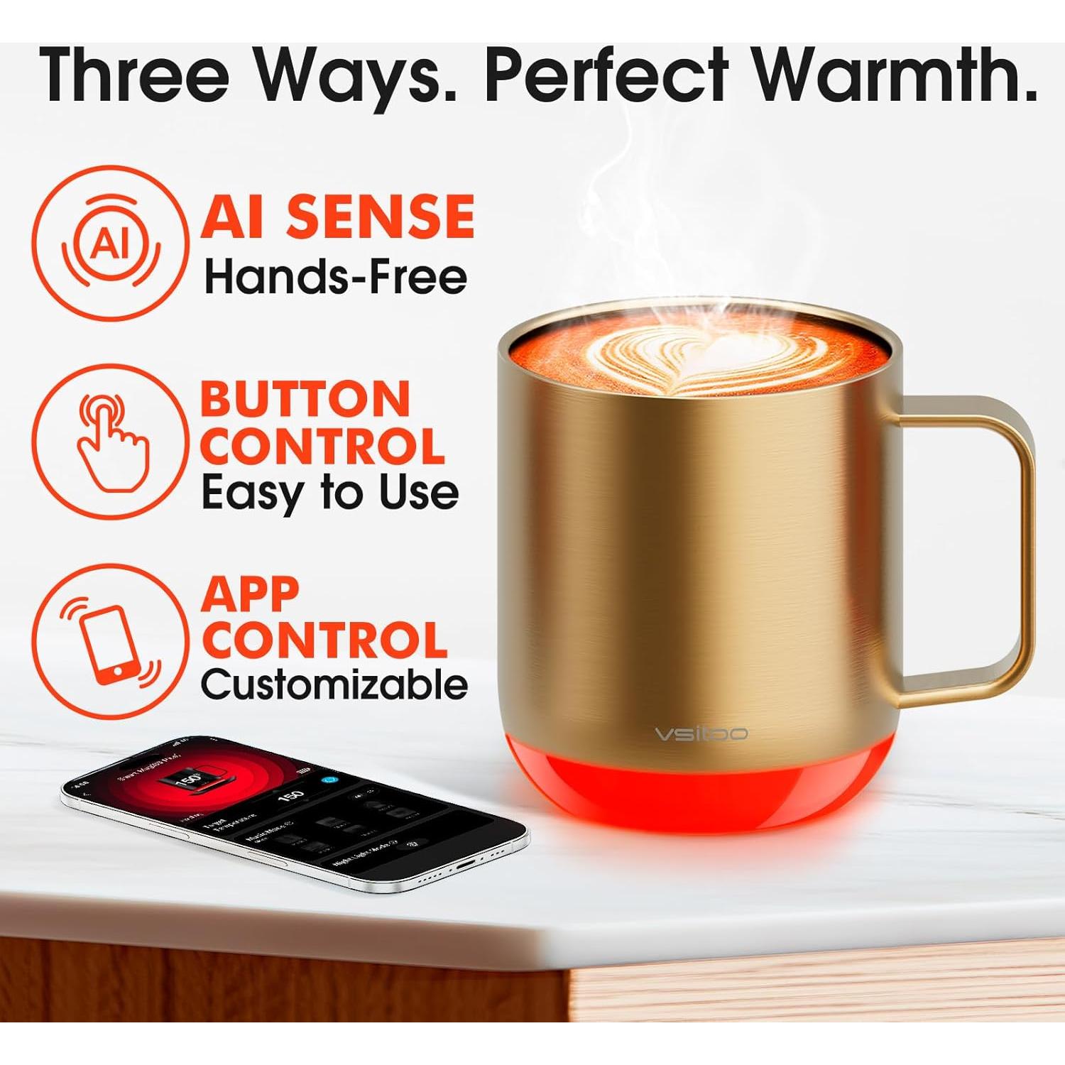 Taza de café inteligente Vsitoo S6 Plus 12oz control temperatura