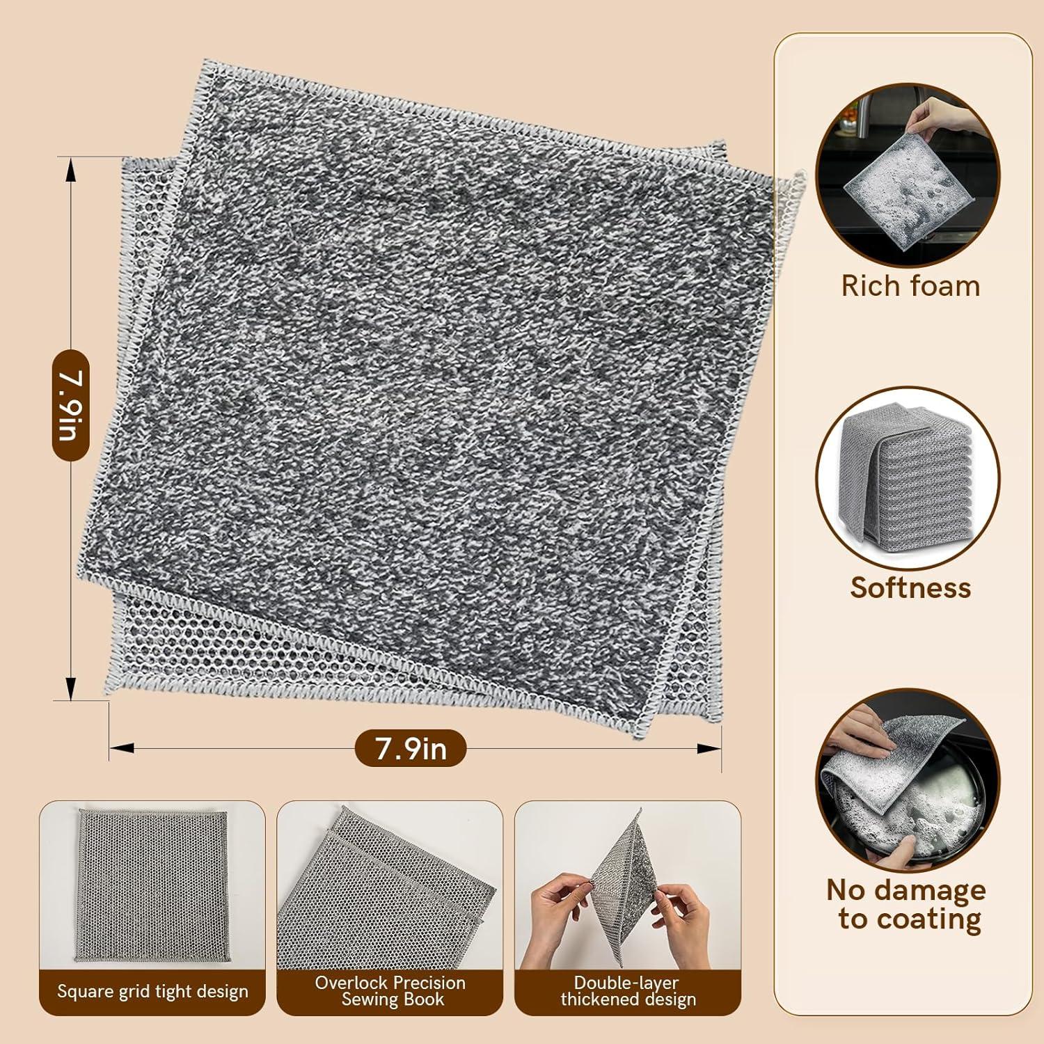 12 Paños de Cocina Puretor Doble Cara 20.1x20.1cm Antiestáticos