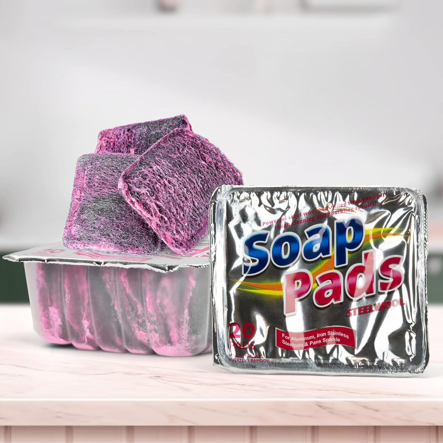 20 Almohadillas de Lana de Acero SteadMax para Limpieza Dura