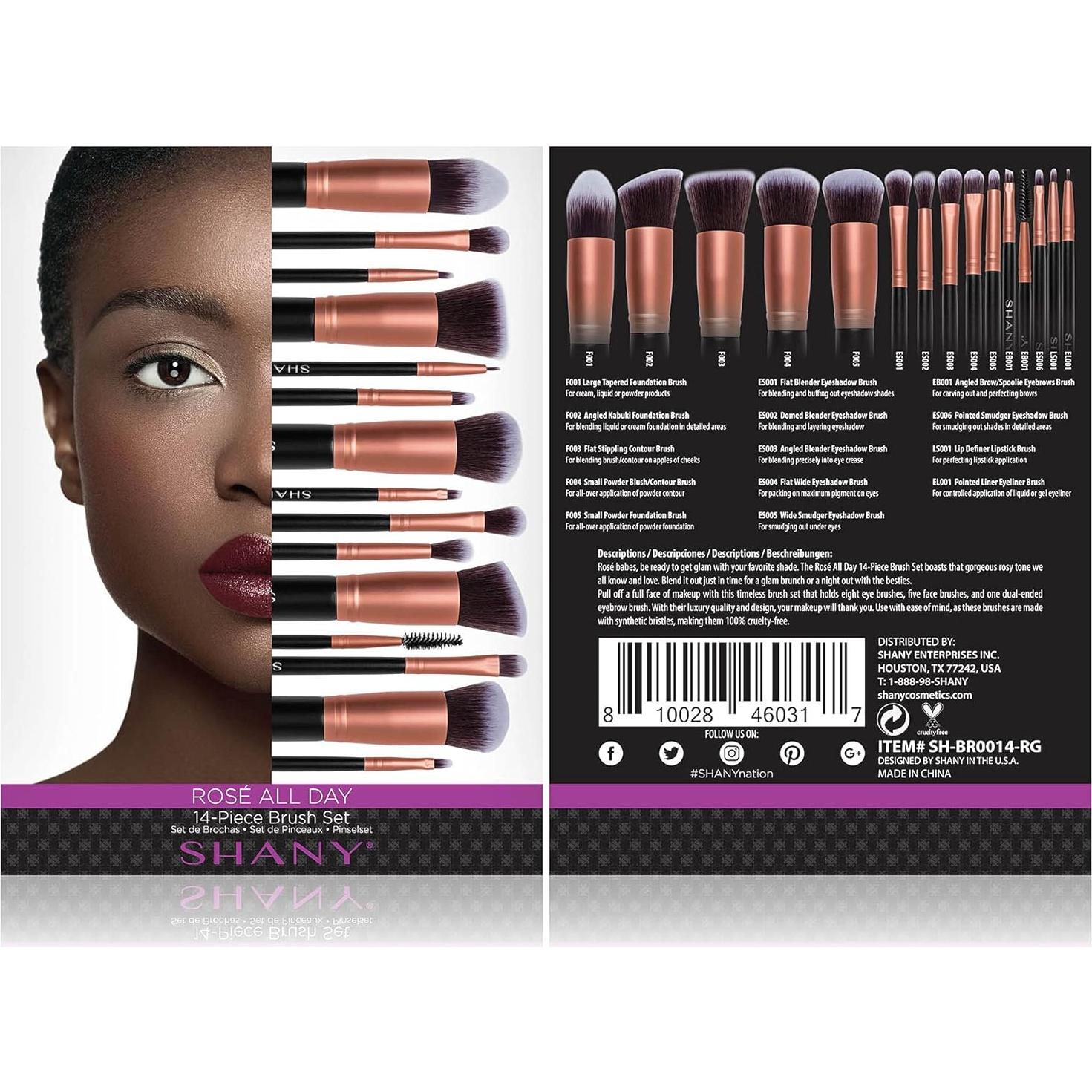 Set de Pinceles de Maquillaje SHANY Oro Rosado 14 Piezas