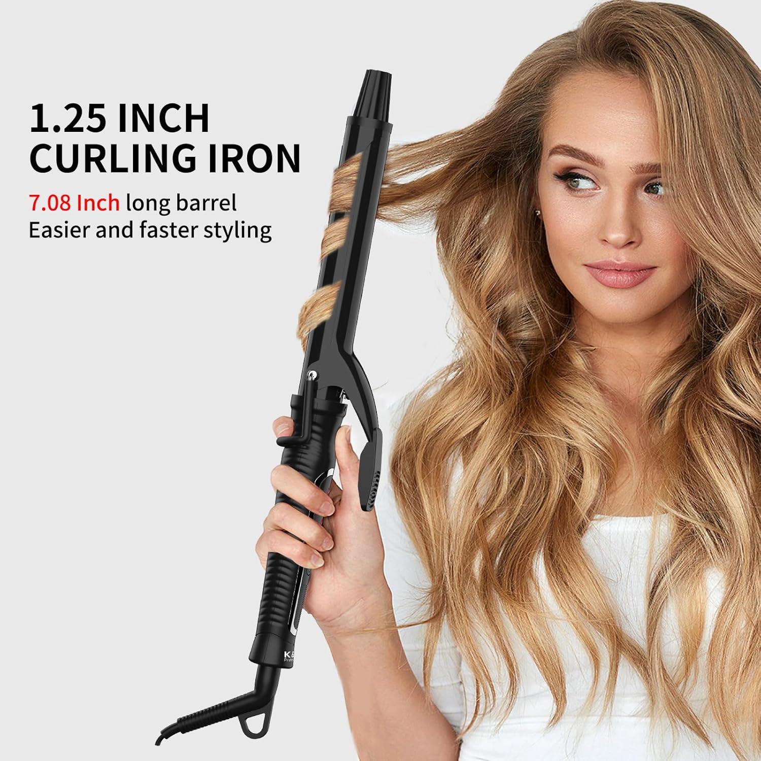 Plancha de Rizar Cerámica MCH QY-2033, Barril 17.78 cm, Temperatura Ajustable