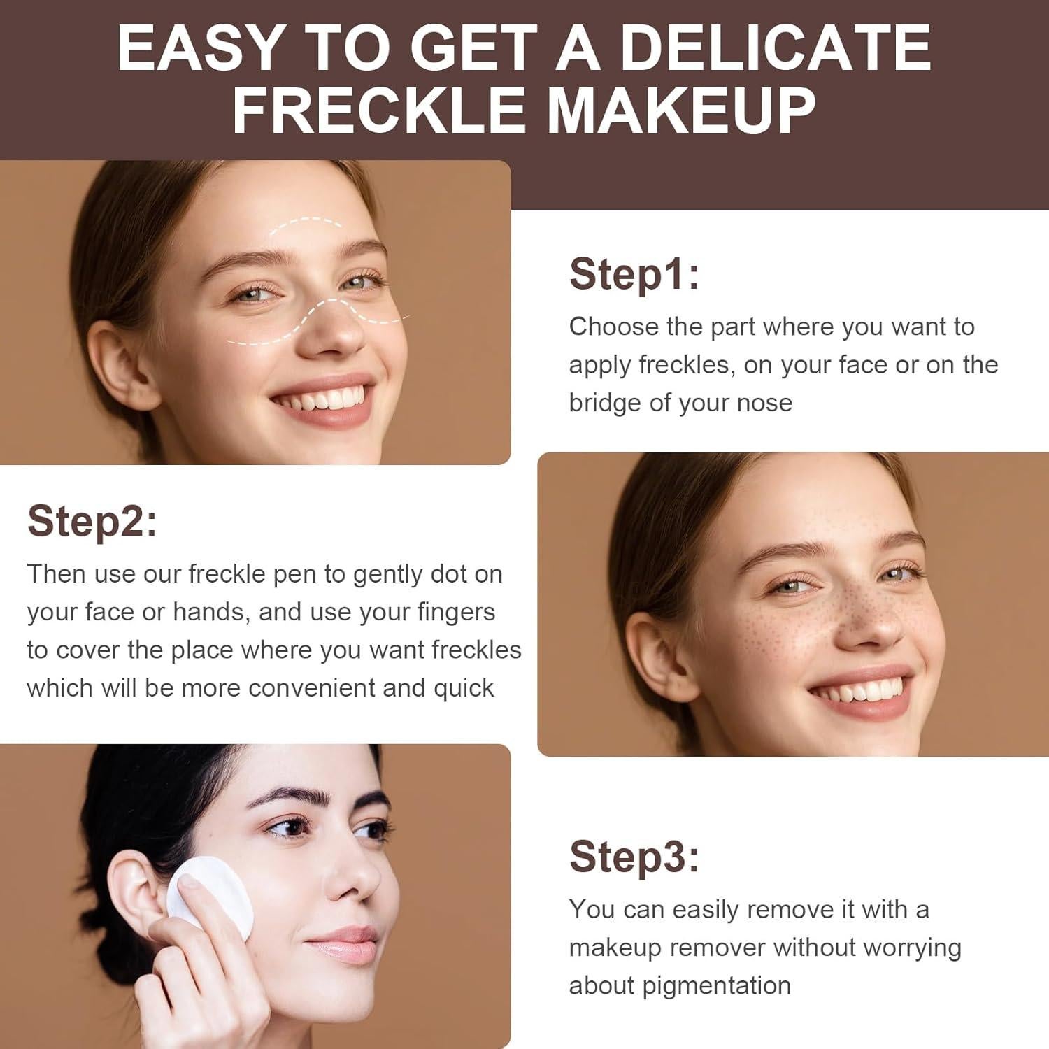 Bolígrafo de Pecas Falsas Fanterday Marrón Oscuro Impermeable