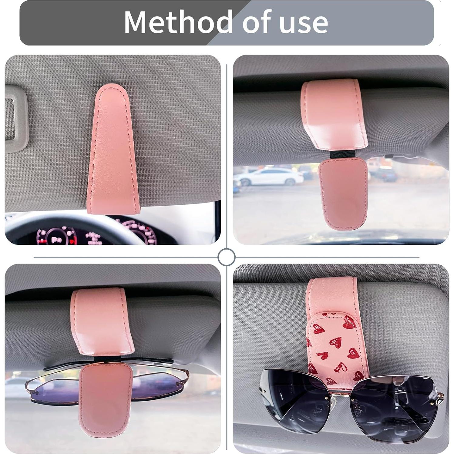 Soporte de Gafas de Sol TILDOSAC 2 Pack Rosa para Coche