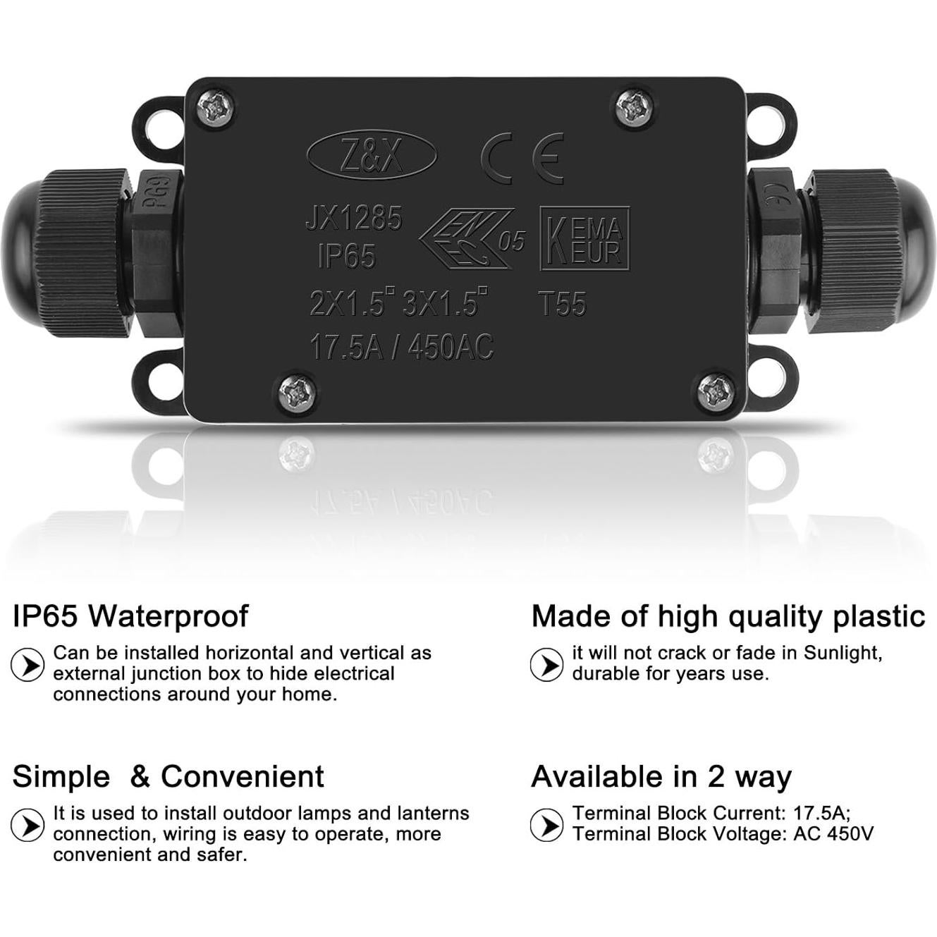 Caja de Conexiones Eléctricas Impermeable LemonBest 2 Vías