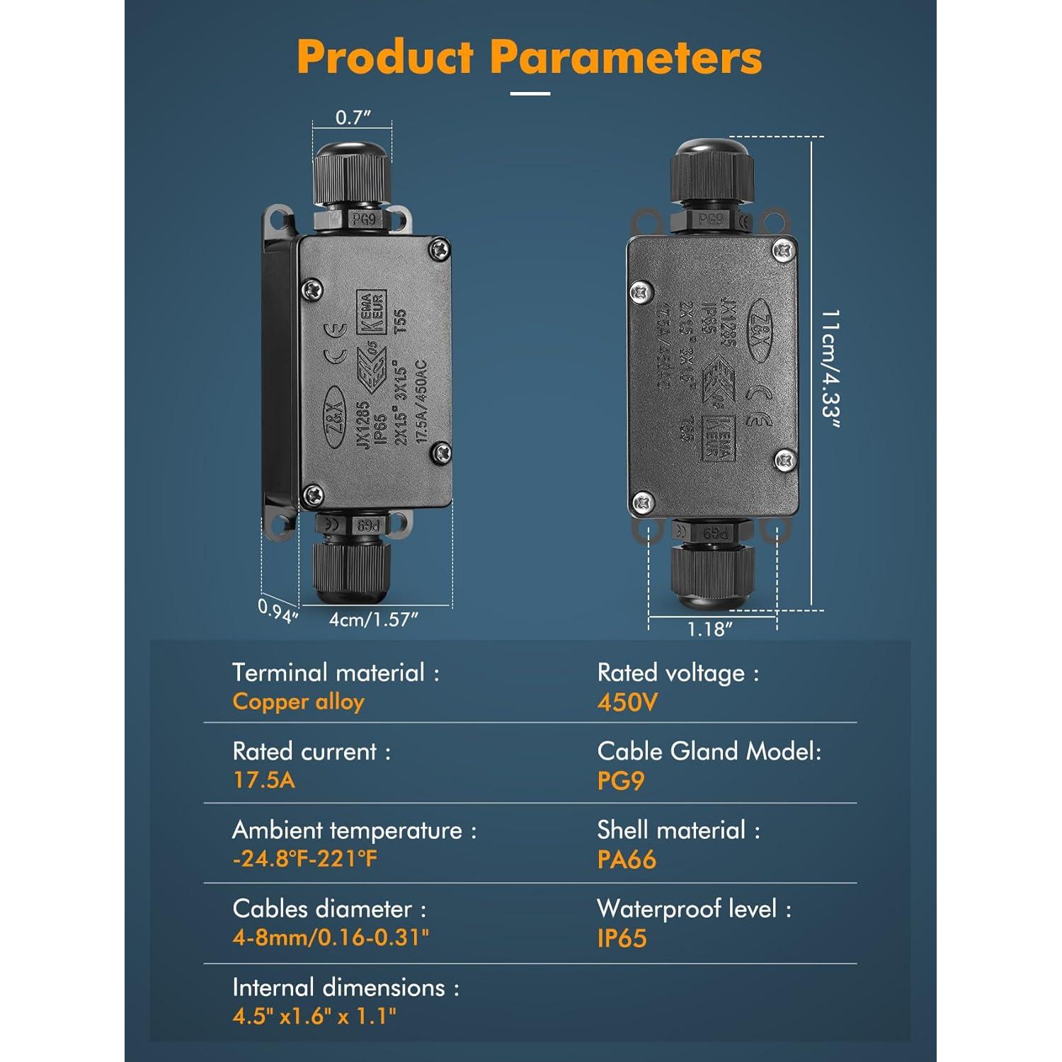 Caja de Conexiones Eléctricas Impermeable LemonBest 2 Vías