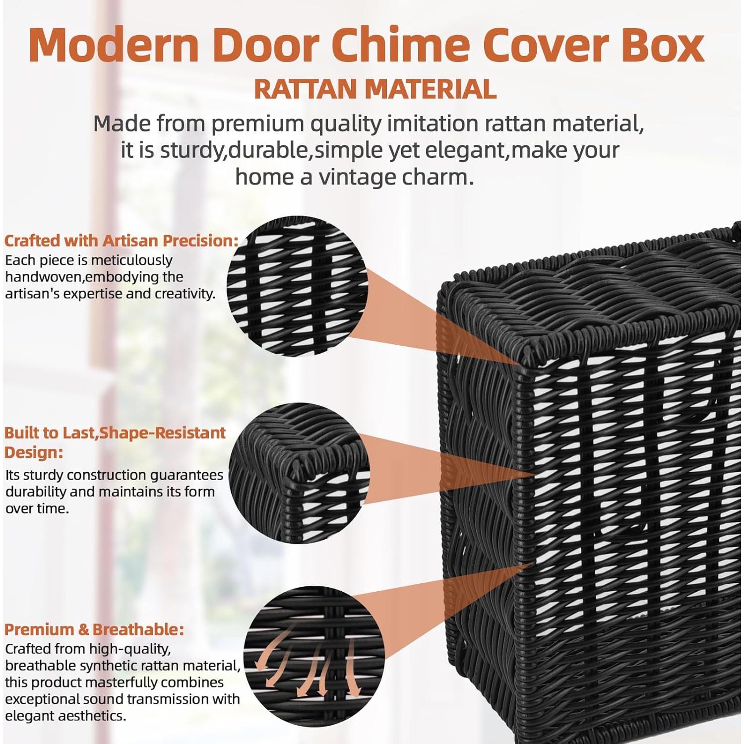 Caja Cubierta Timbre de Puerta QQKISSSKY Negro 25.4x17.8x7.6cm