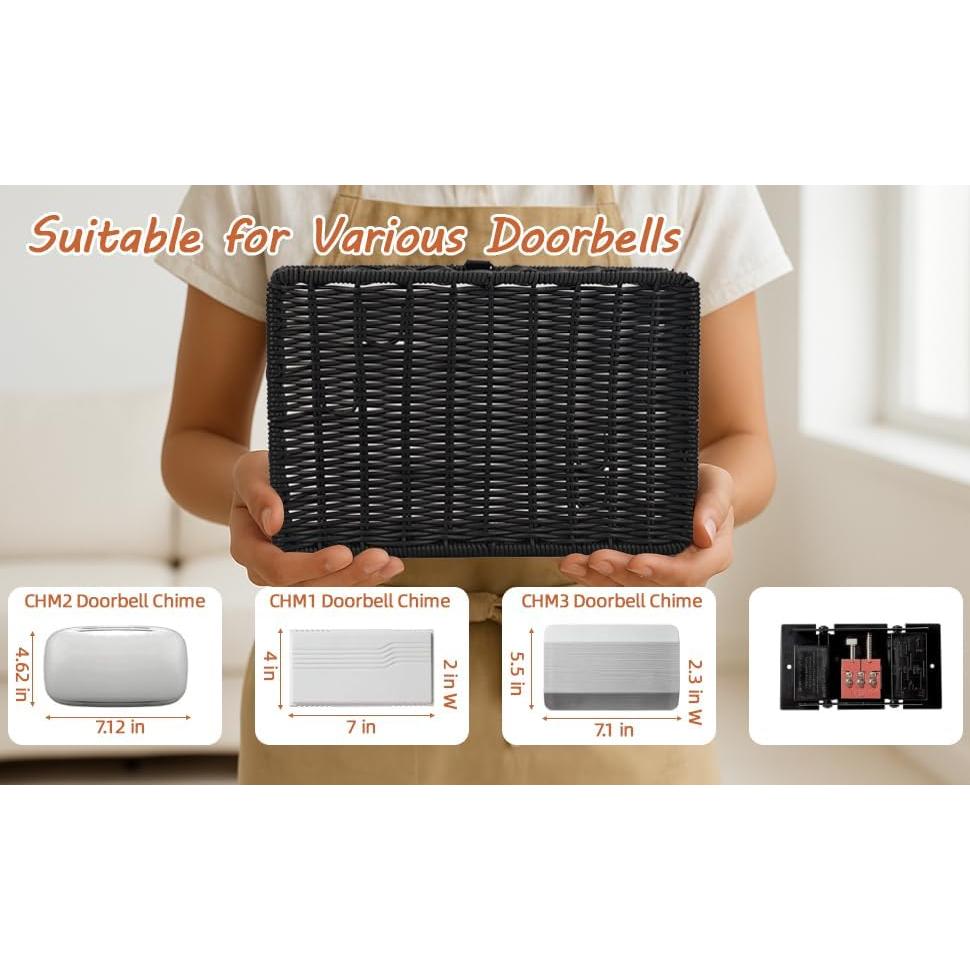 Caja Cubierta Timbre de Puerta QQKISSSKY Negro 25.4x17.8x7.6cm