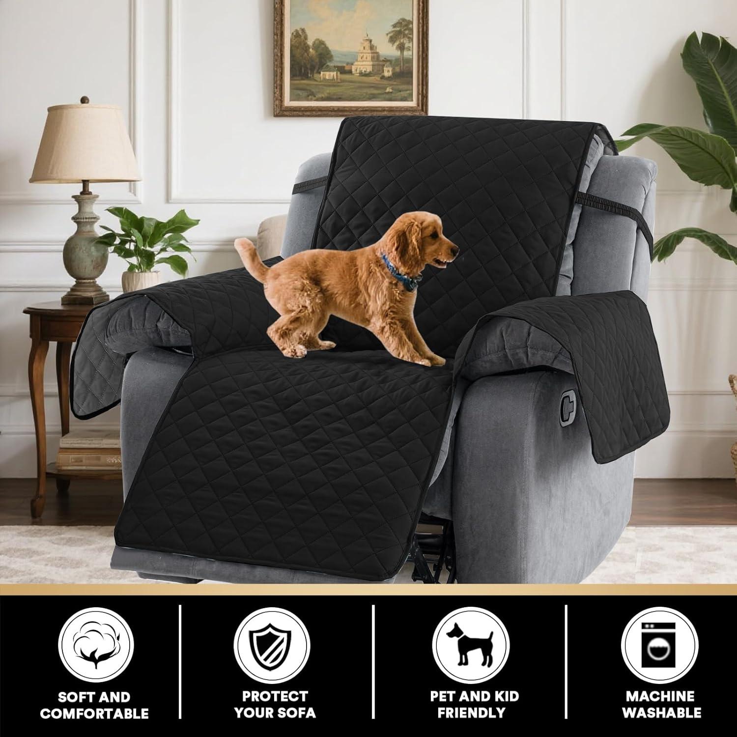 Cubierta de Sillón PrinceDeco Reversible Antideslizante 55.88 cm Negro