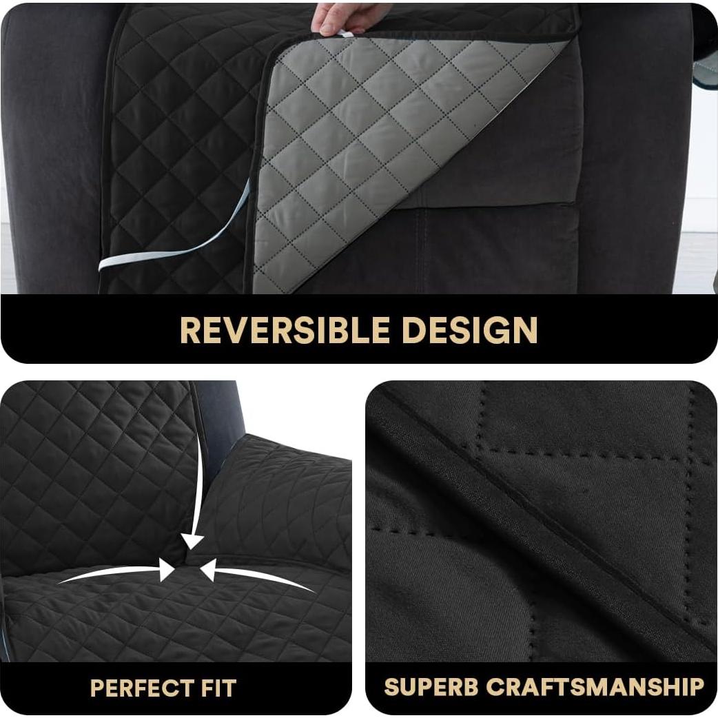 Cubierta de Sillón PrinceDeco Reversible Antideslizante 55.88 cm Negro