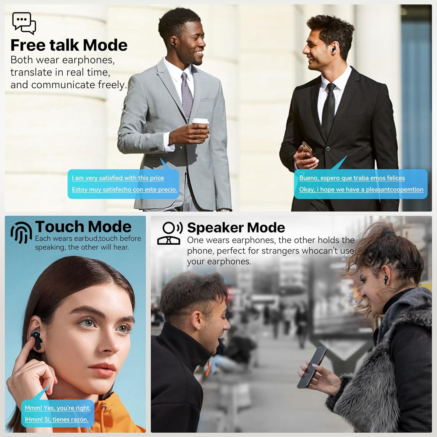 Auriculares Traductores Merryking MK70, Pantalla Táctil, 144 Idiomas, Sonido HD