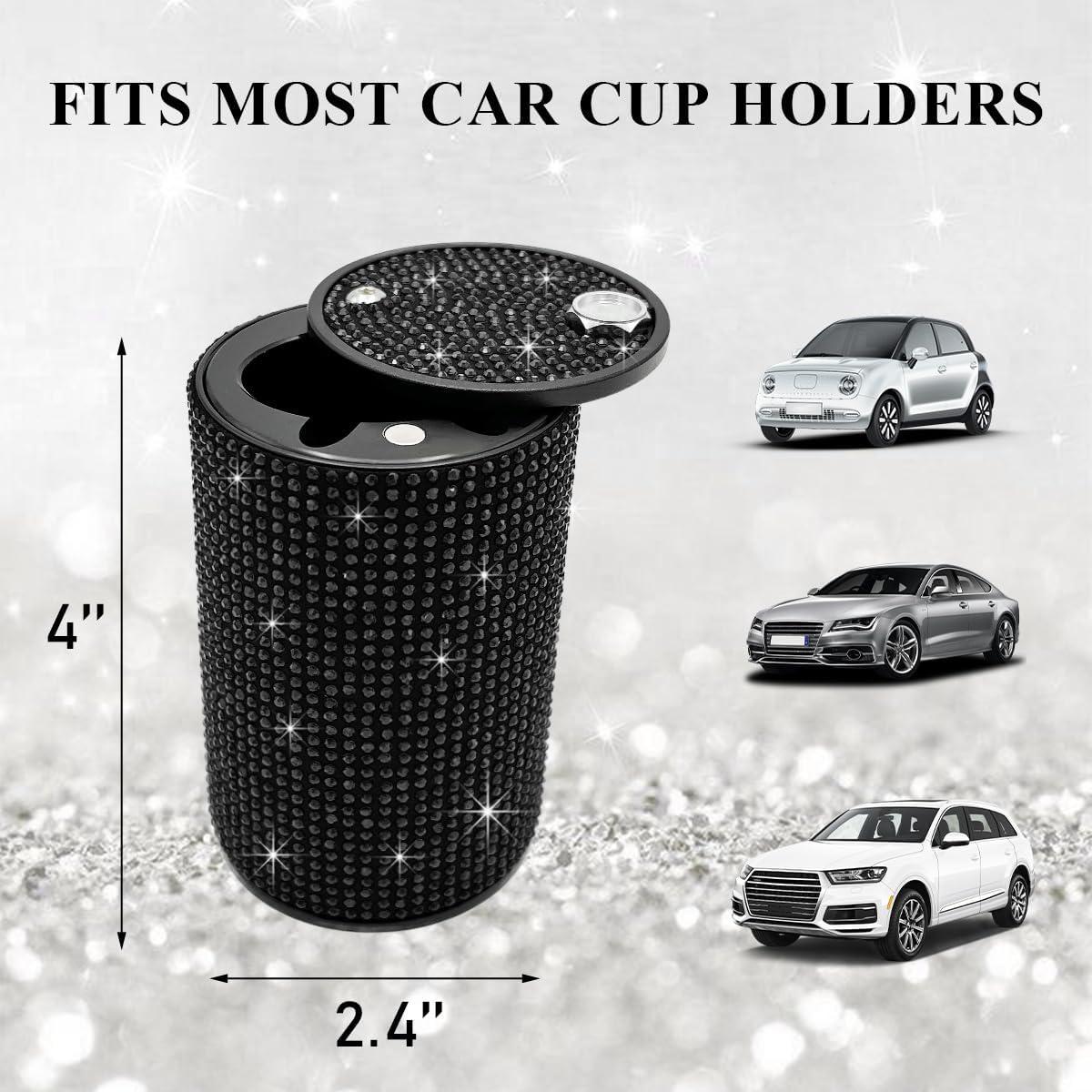 Cenicero de Auto Brillante Ohleats con Tapa Antihumos Negro