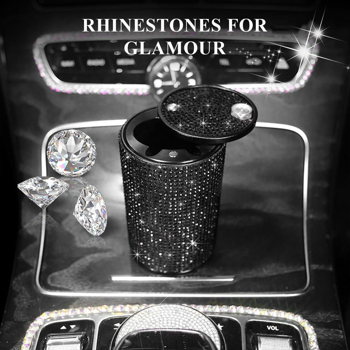 Cenicero de Auto Brillante Ohleats con Tapa Antihumos Negro