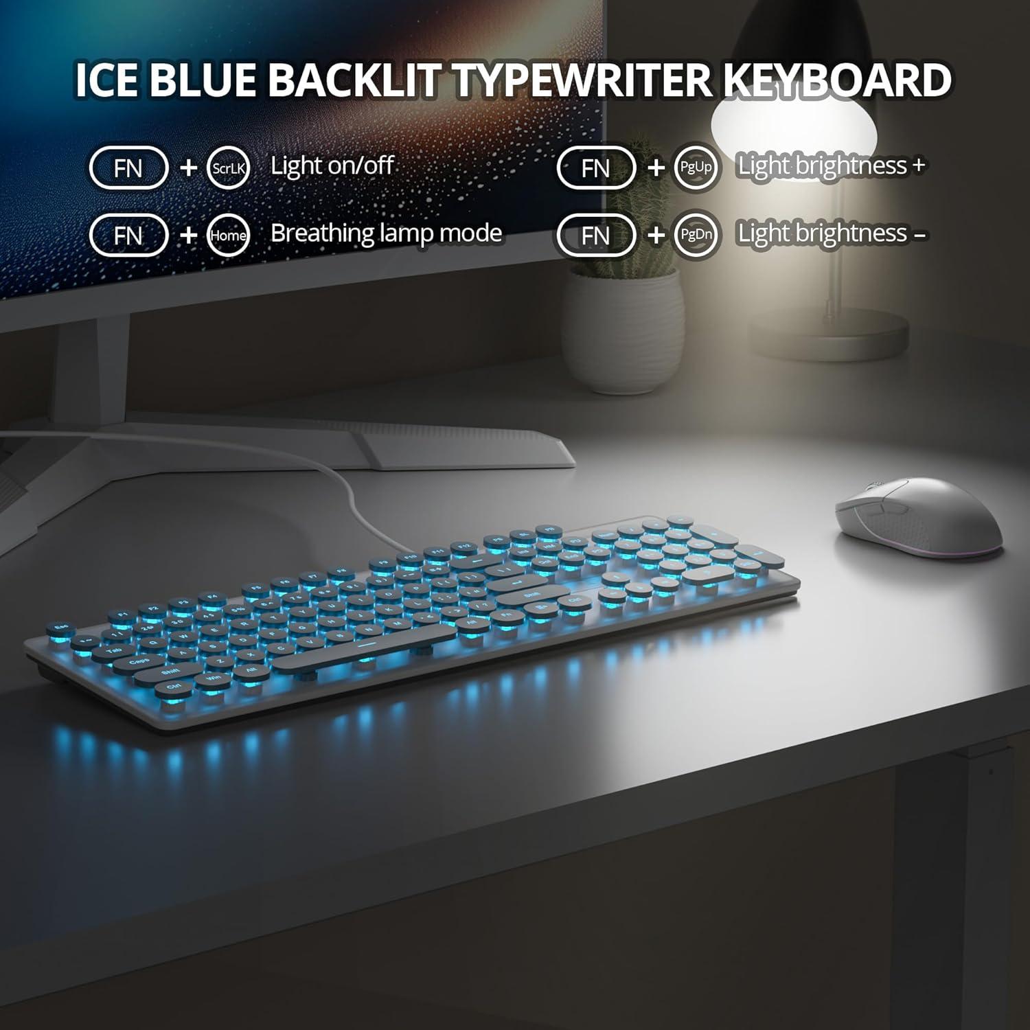 Teclado Retro iRoboosta Azul 104 Teclas LED Membrana
