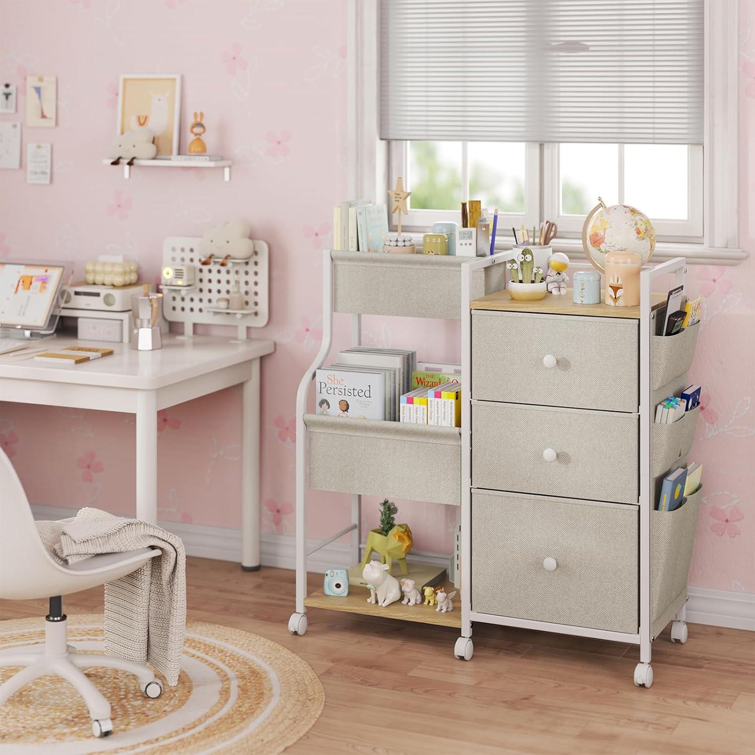 Carro Organizador de 3 Niveles Nuoex para Bebés Beige