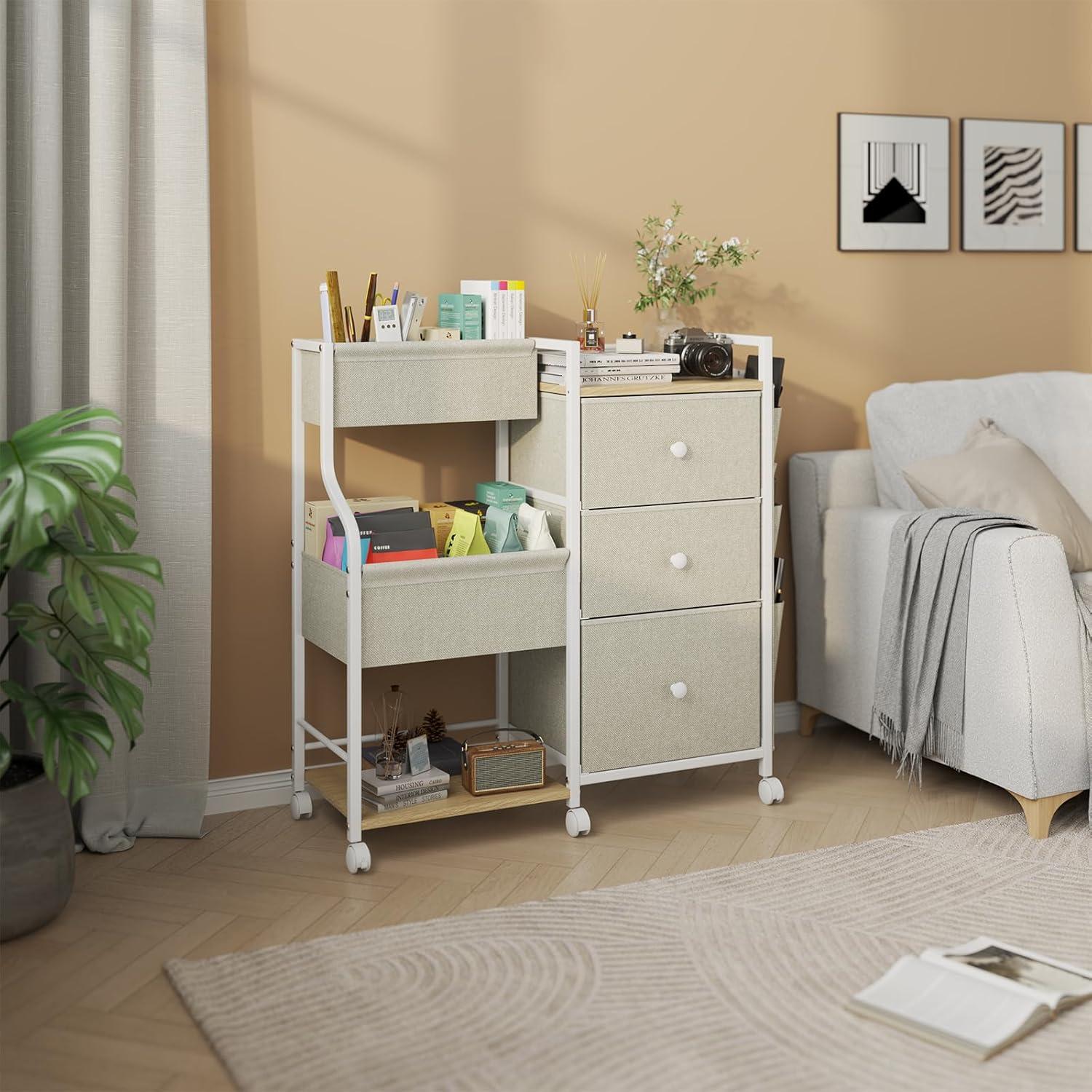 Carro Organizador de 3 Niveles Nuoex para Bebés Beige