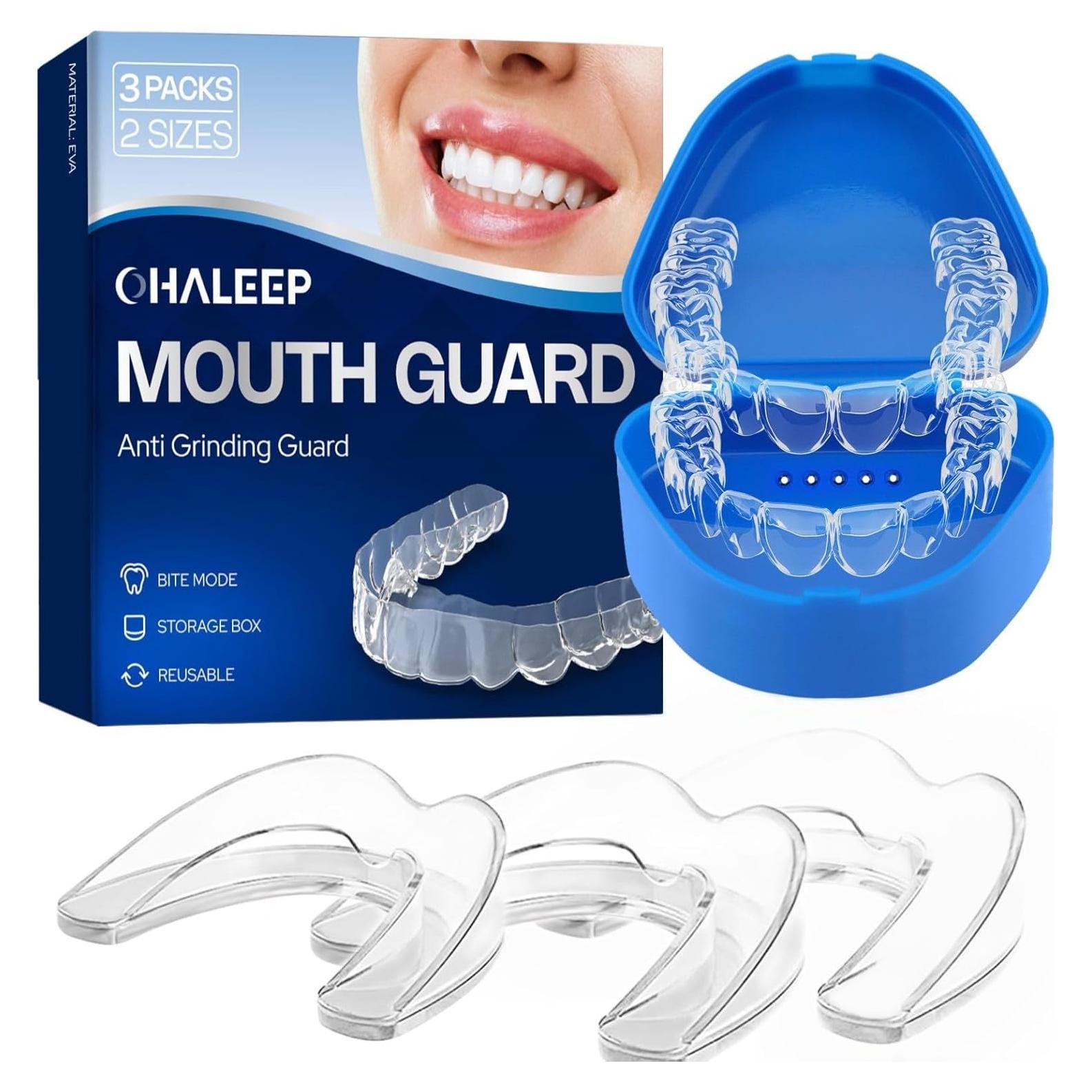 Protector Bucal Anti Grinding OHALEEP - 4 Piezas, Tamaños Grande y Pequeño