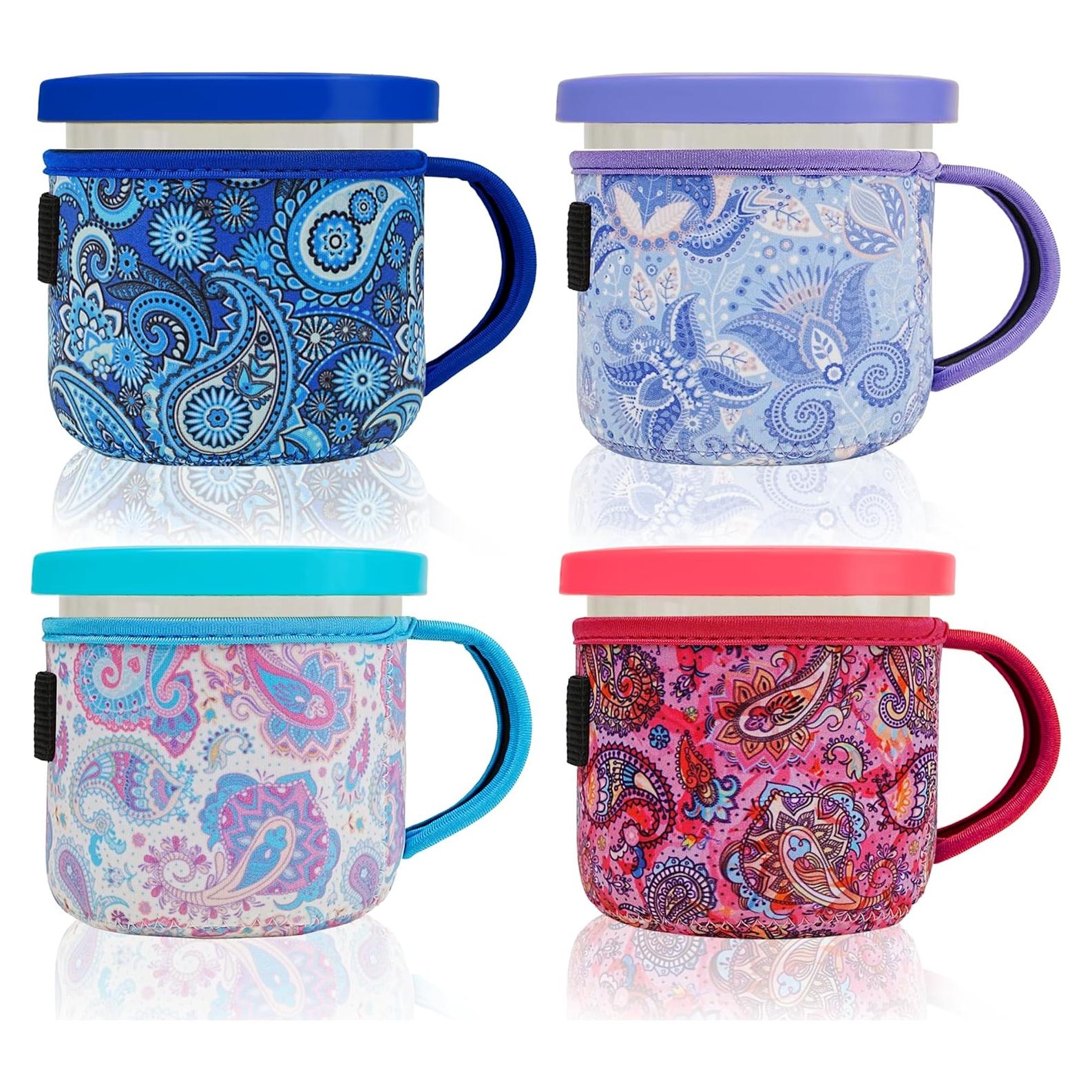 Paquete de 4 fundas aislantes KJQJLY para helados 16oz Paisley