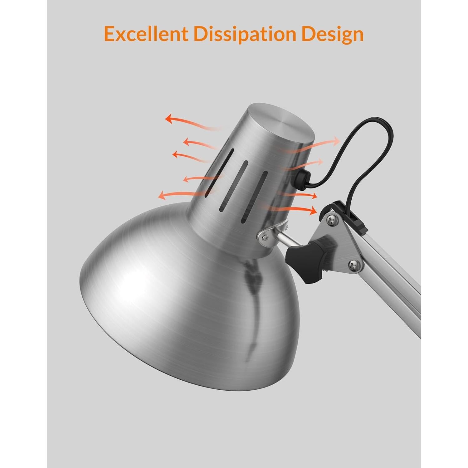 Lámpara de Escritorio LEPOWER de Metal con Abrazadera Plata