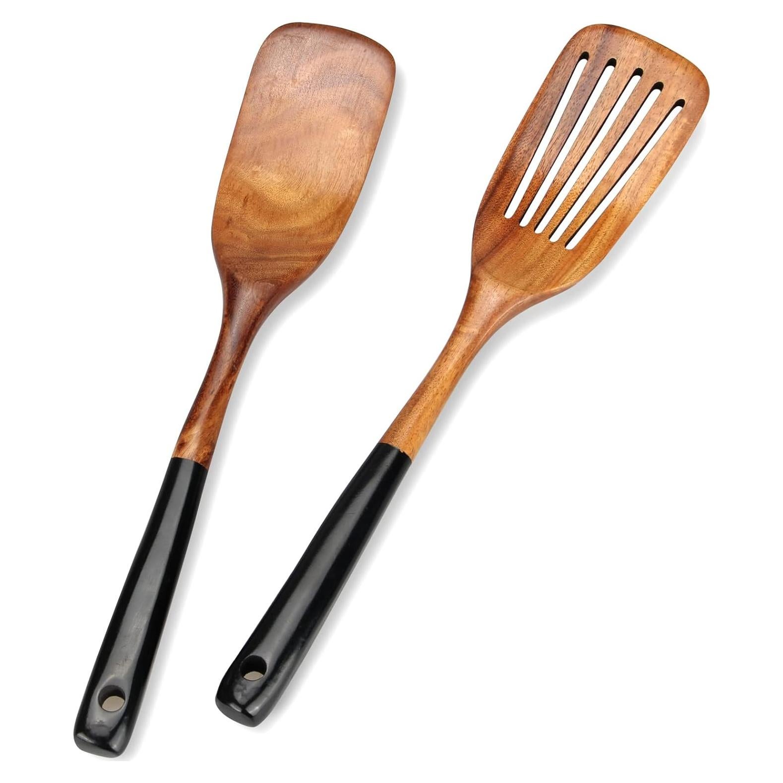 Juego de 2 Espátulas de Madera Ayiaren - Teca, 33x6.4cm