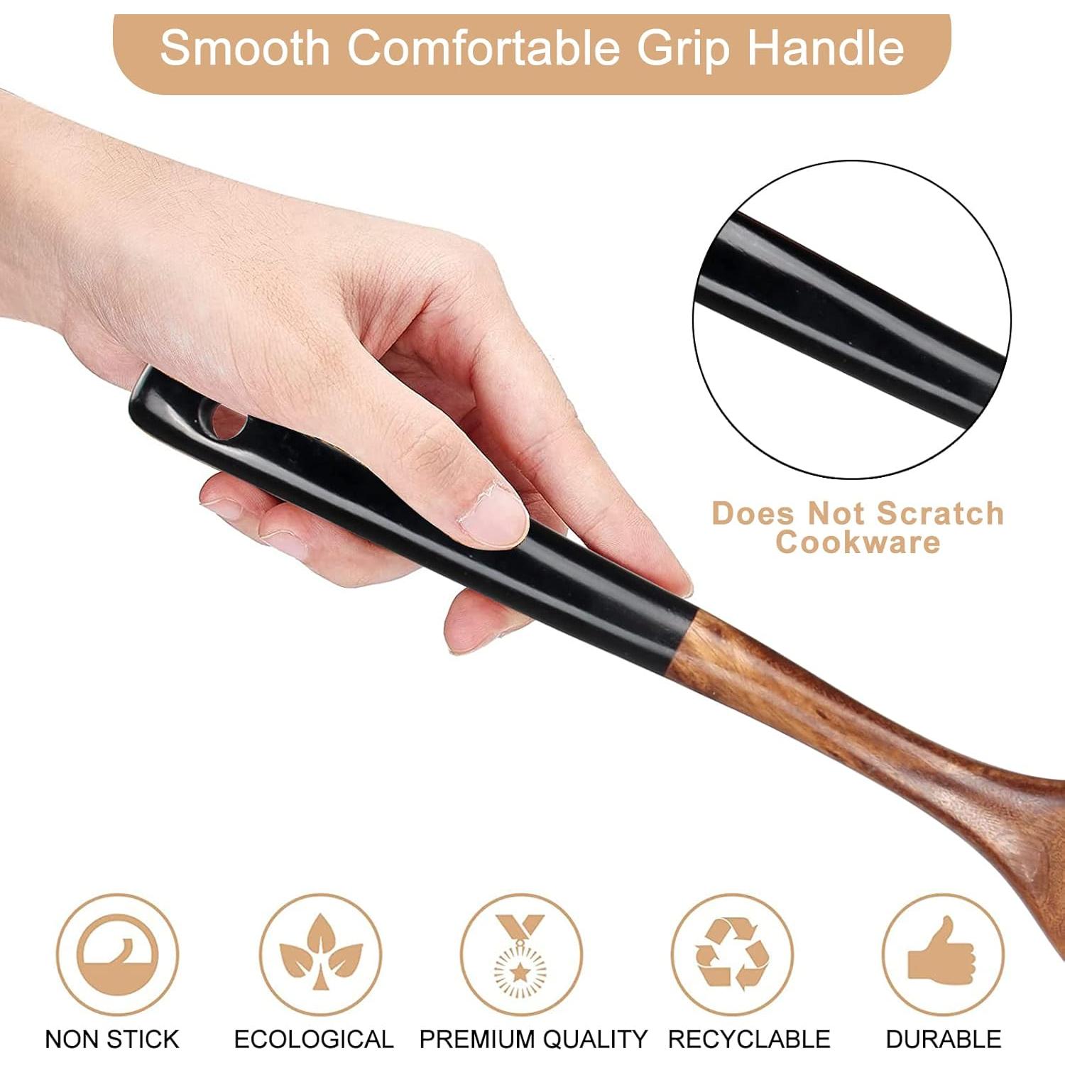 Juego de 2 Espátulas de Madera Ayiaren - Teca, 33x6.4cm