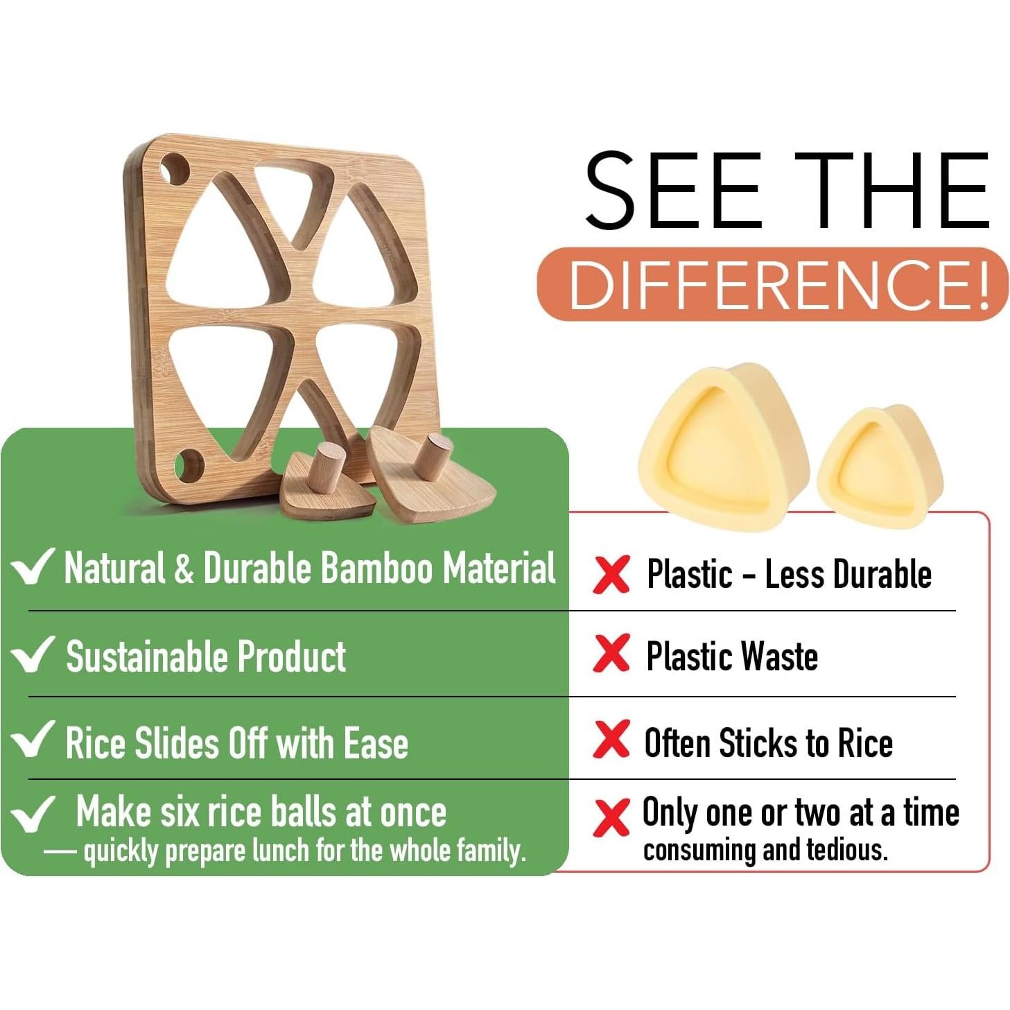 Juego de Moldes de Arroz Onigiri Tuiiopoli - Bambú Grande