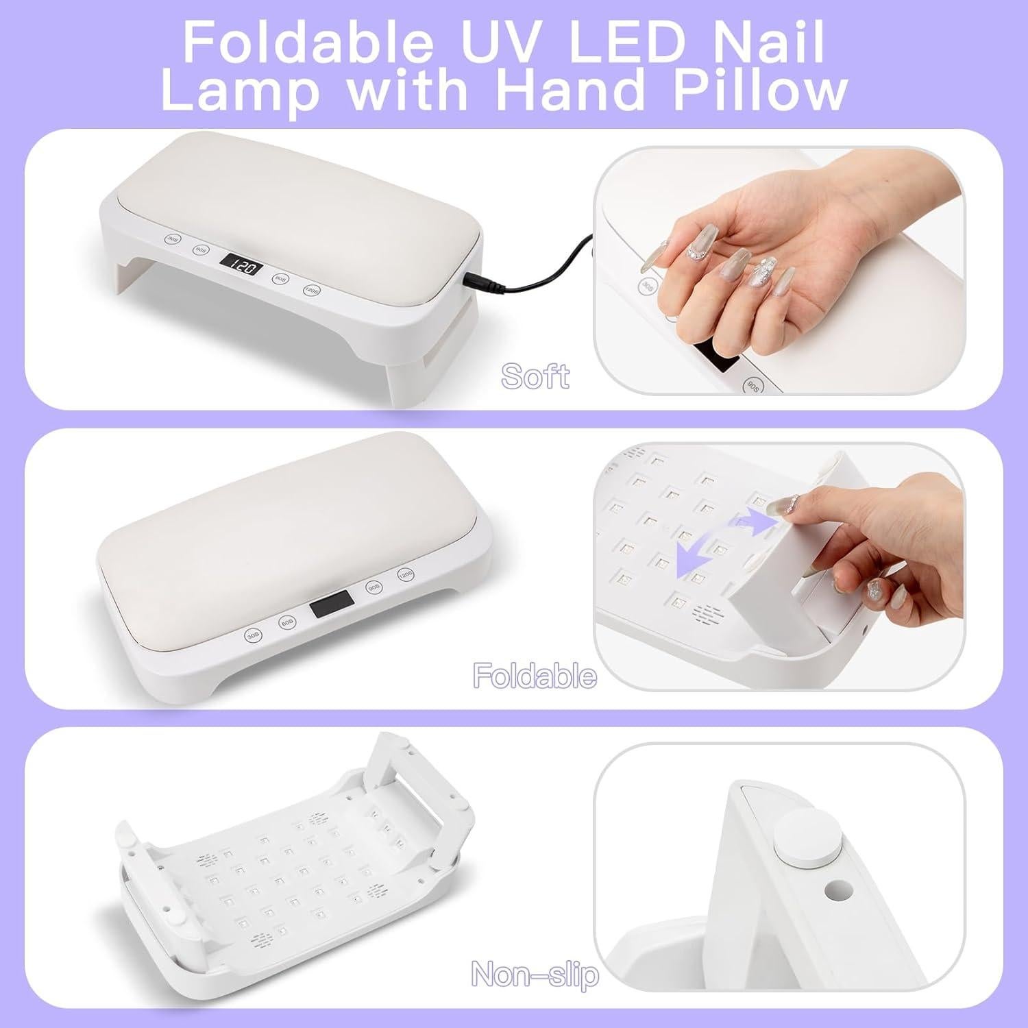 Lámpara de Uñas UV Madenia con Reposabrazos y Guantes, 25cm