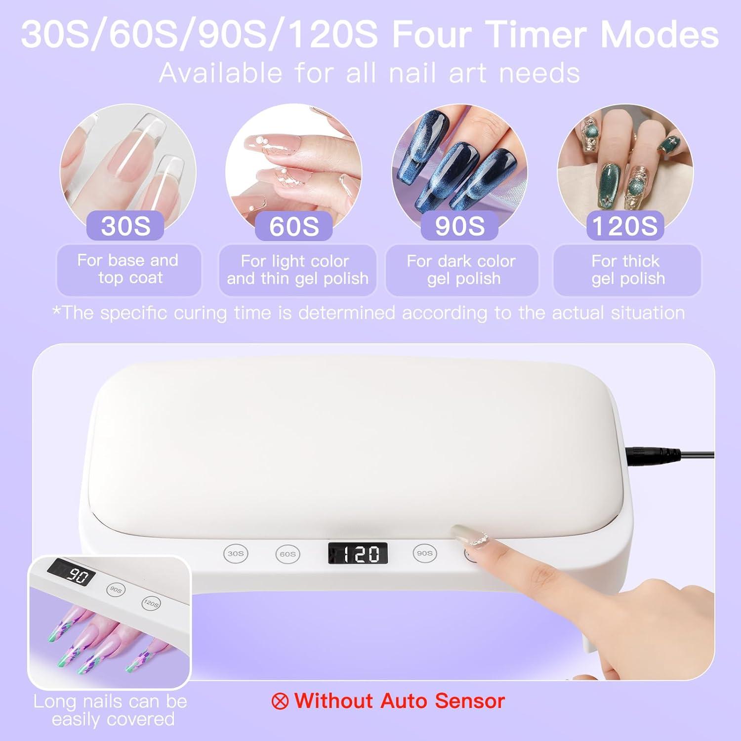 Lámpara de Uñas UV Madenia con Reposabrazos y Guantes, 25cm