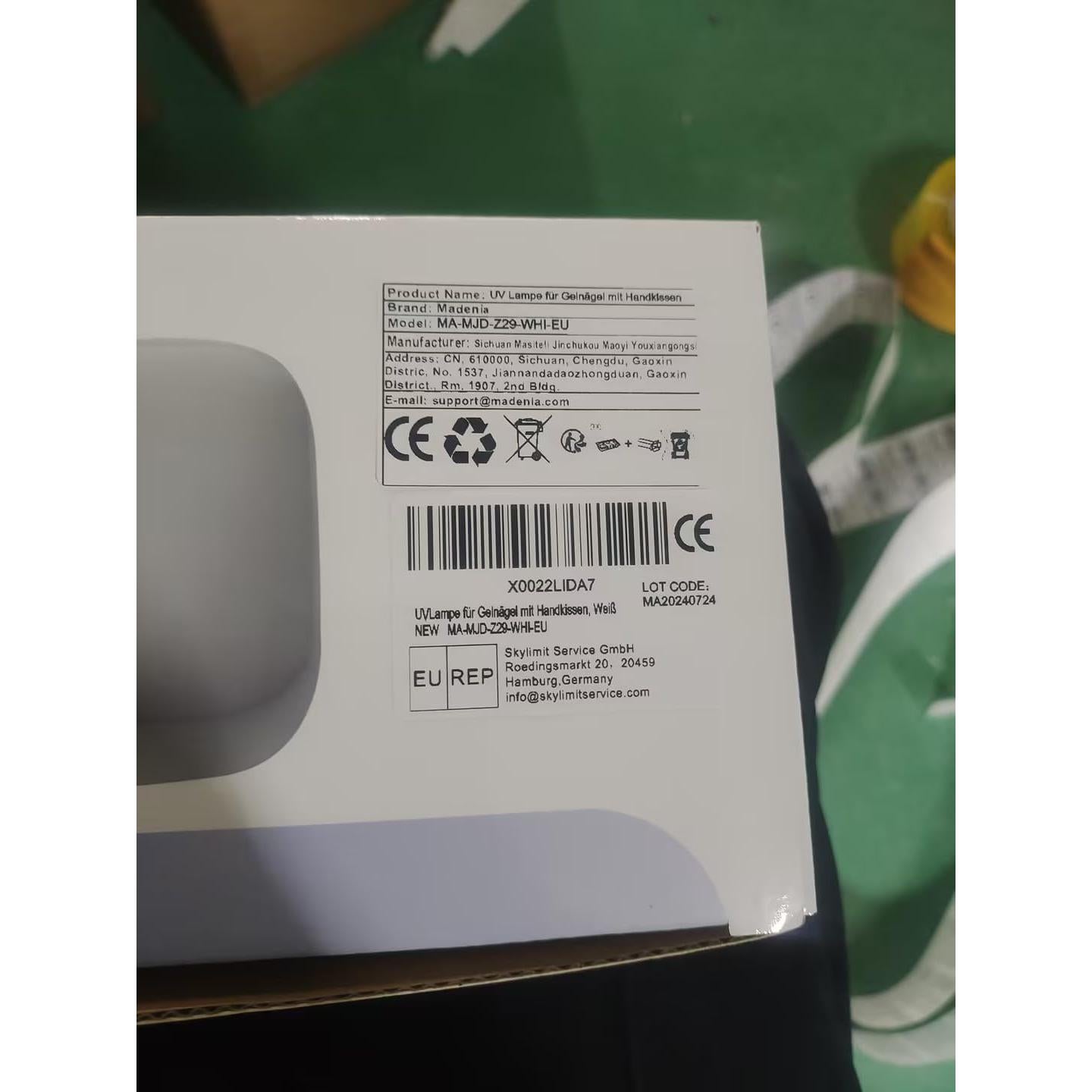 Lámpara de Uñas UV Madenia con Reposabrazos y Guantes, 25cm