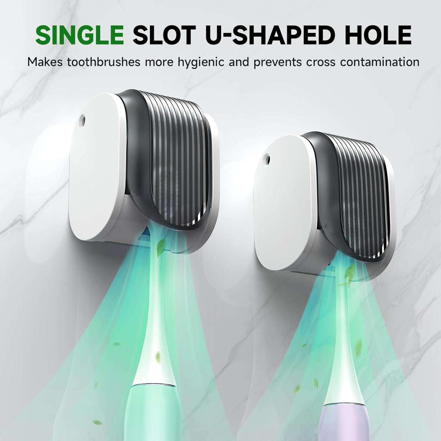 Soporte para Cepillos de Dientes LUWUIDEN 2 Pcs Gris Impermeable