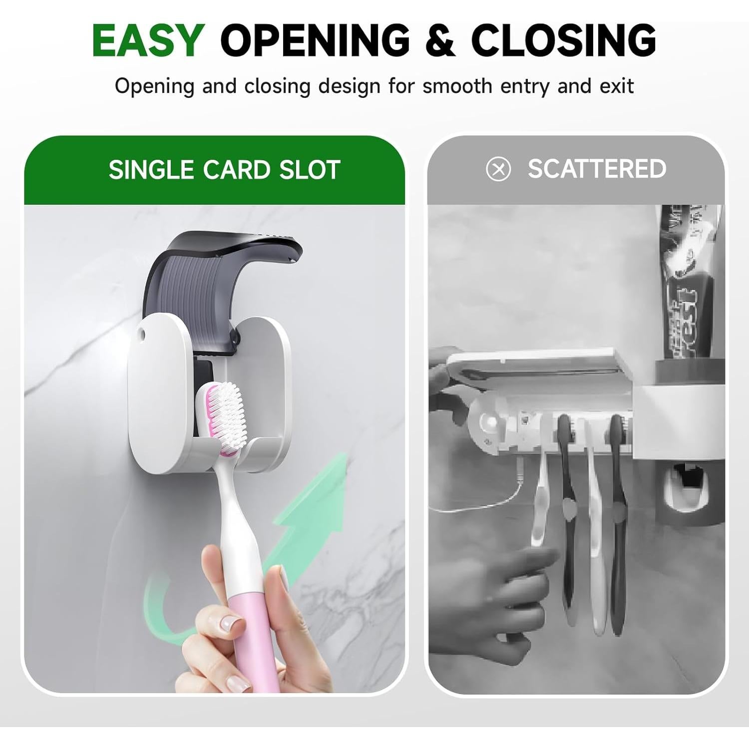 Soporte para Cepillos de Dientes LUWUIDEN 2 Pcs Gris Impermeable
