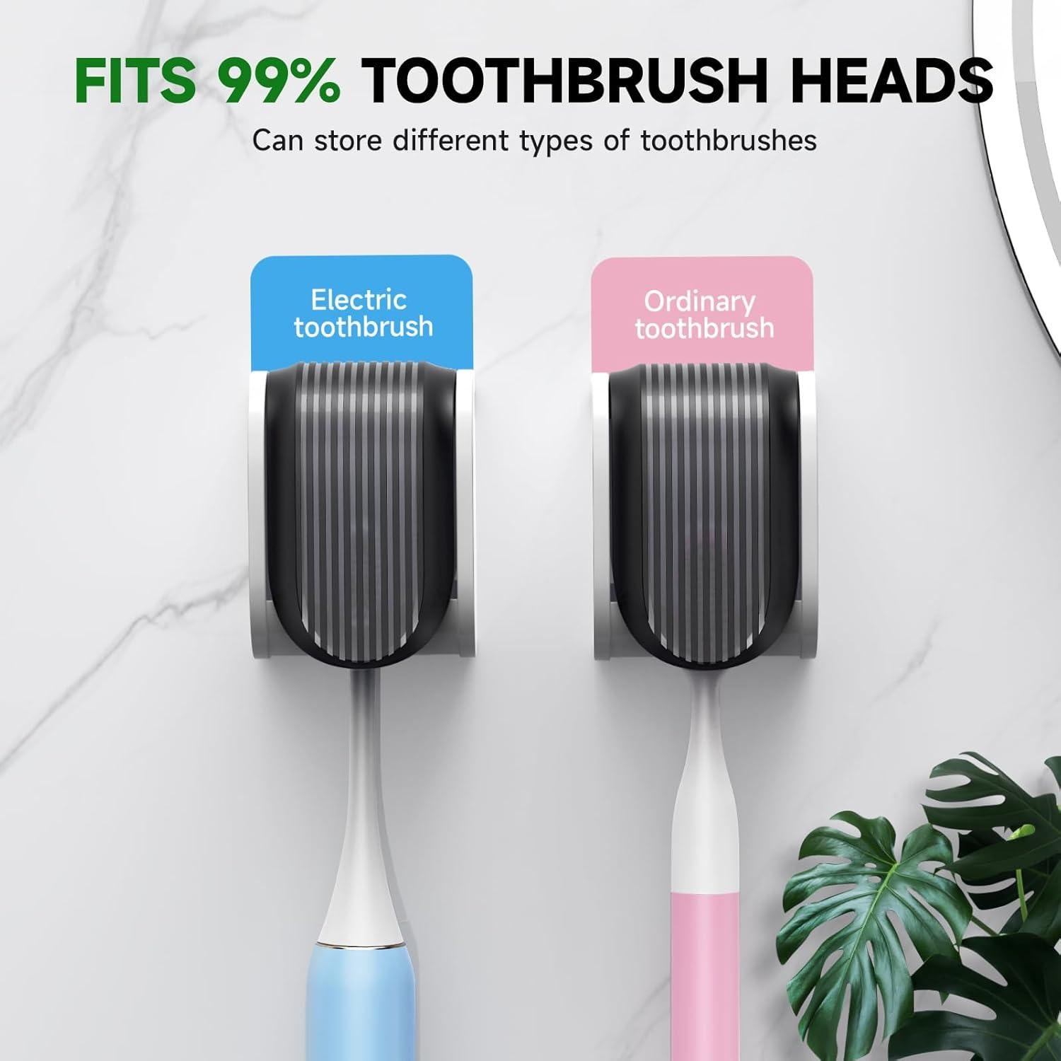 Soporte para Cepillos de Dientes LUWUIDEN 2 Pcs Gris Impermeable