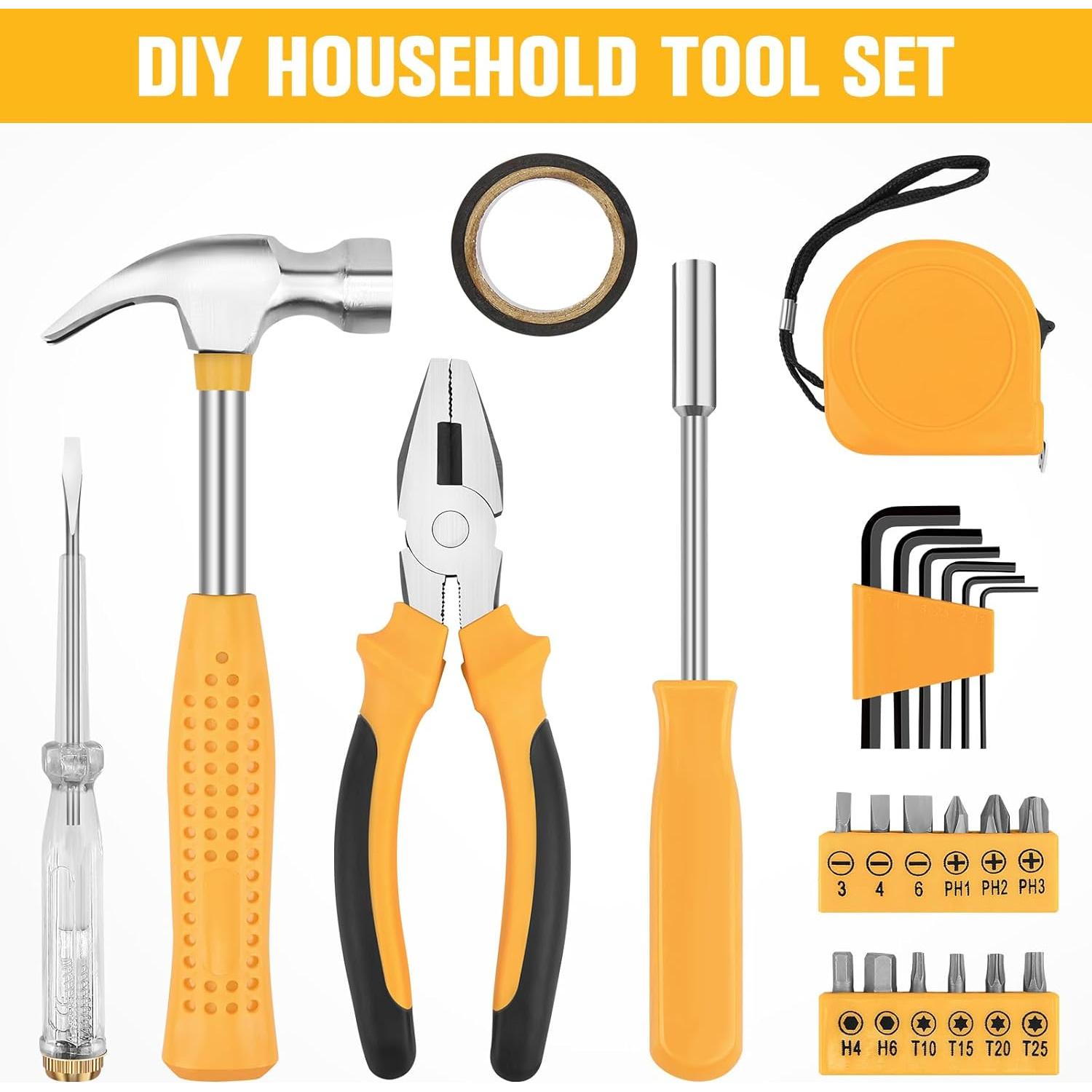 Kit de Herramientas Manuales TesQita 24 Piezas Amarillo