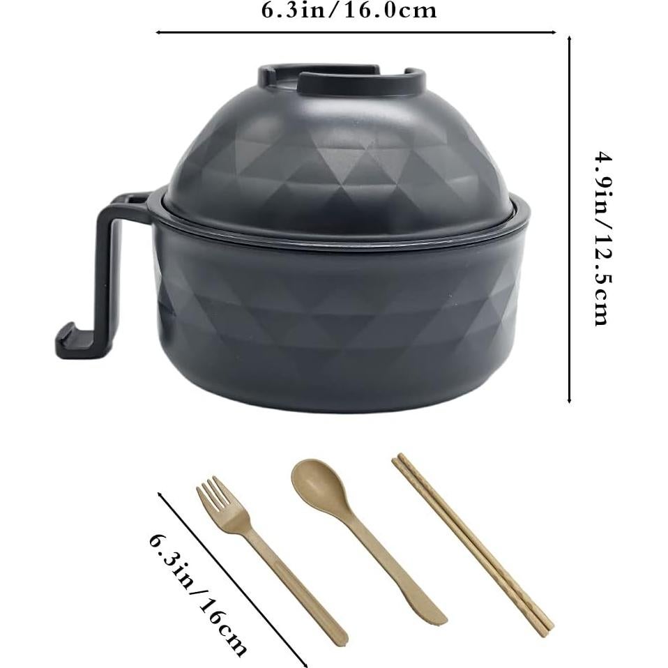 Juego de Tazones de Ramen Lshfwn 3 Piezas Negro 1000ml