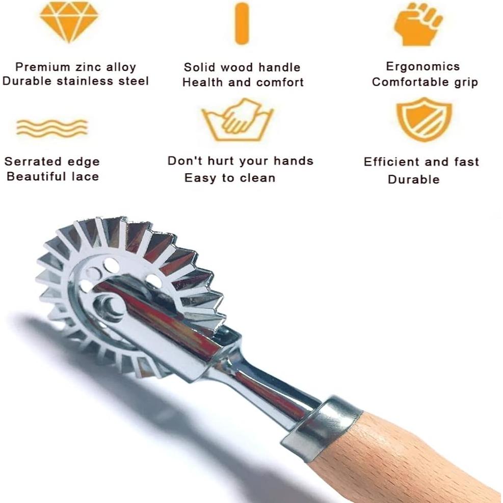 Cortador de Rueda para Pastelería MTOMDY 17 cm Mango Madera