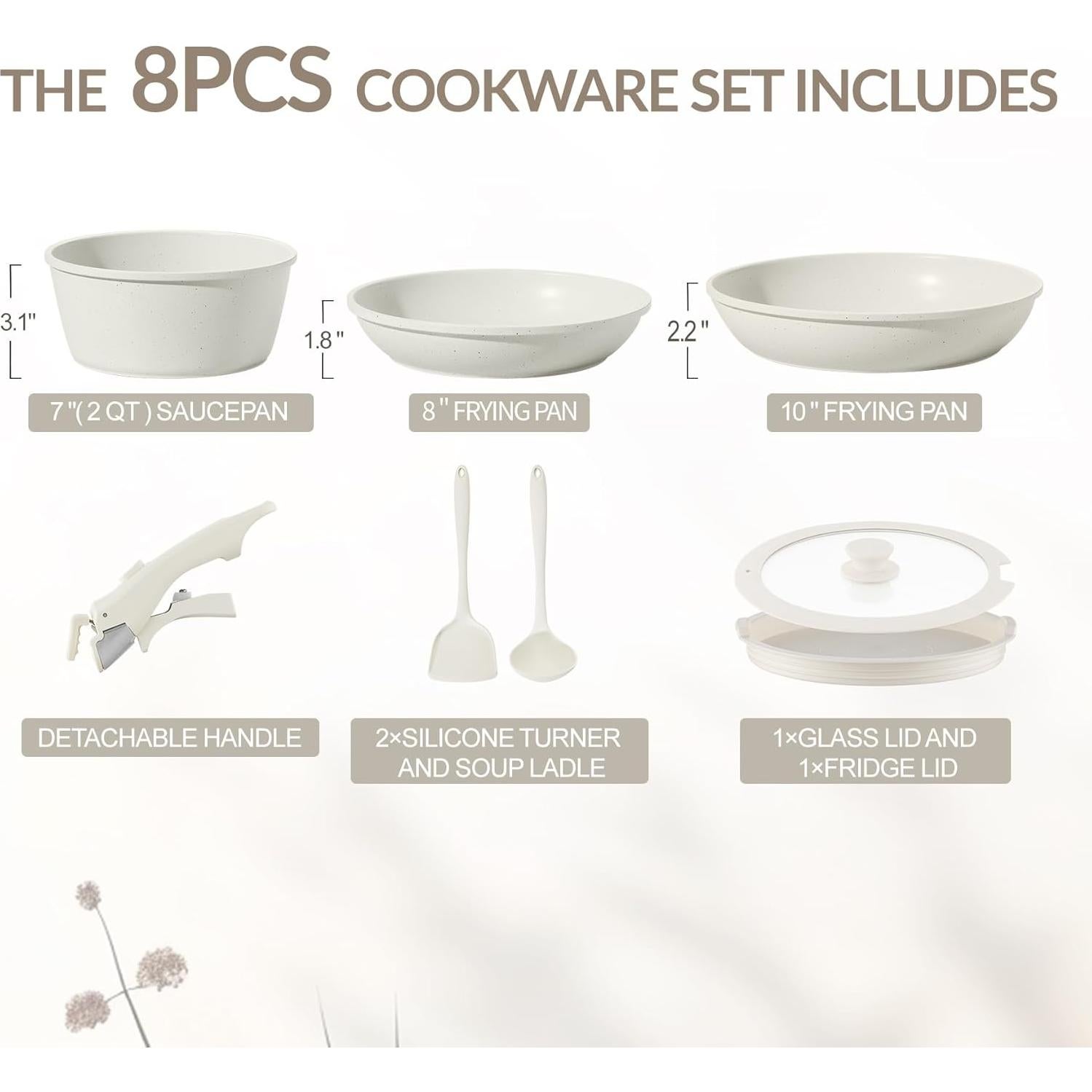 Juego de Utensilios de Cocina BECIGAR 8 Piezas Cerámica Antiadh.