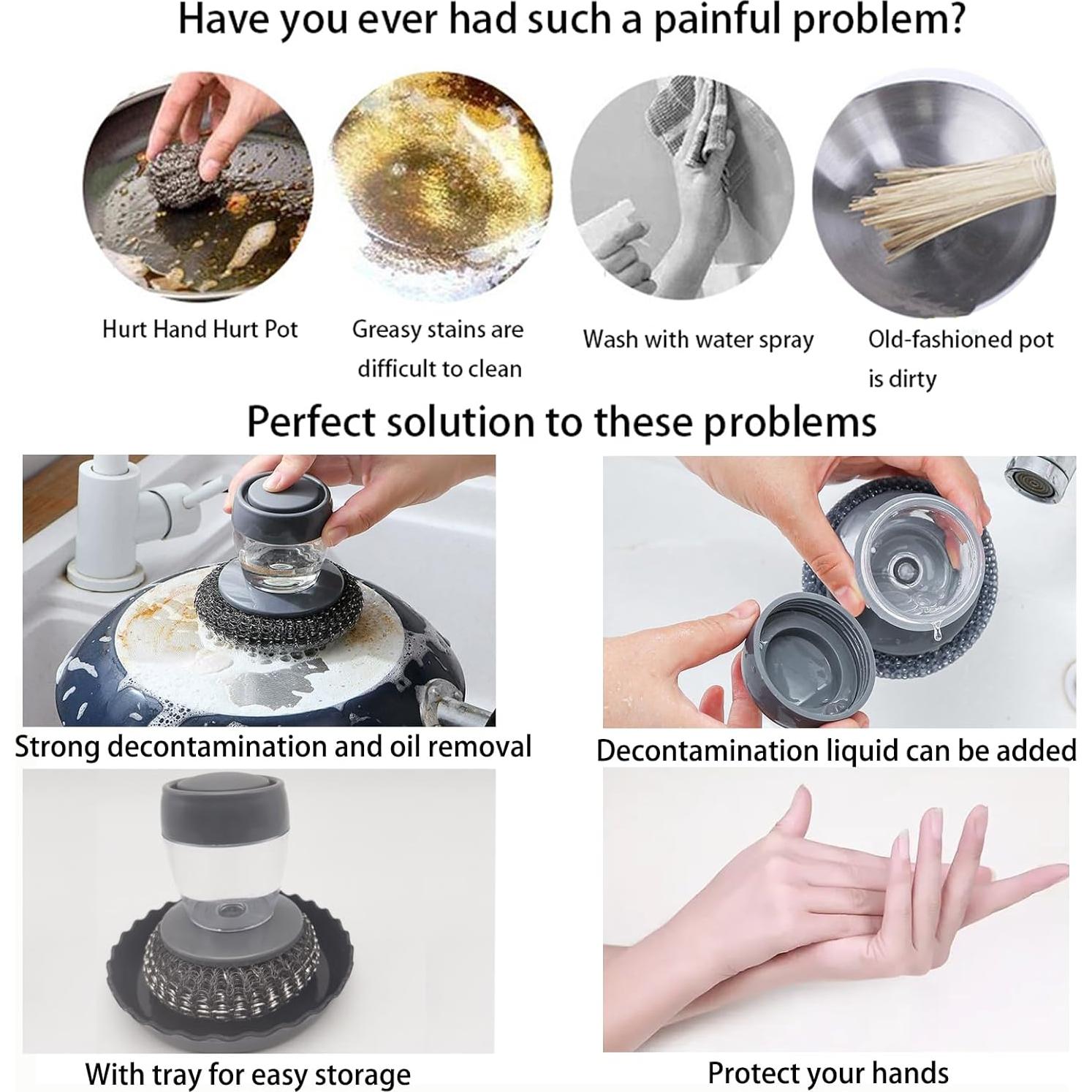 Cepillo de Acero Inoxidable con Dispensador de Jabón Mantianstar